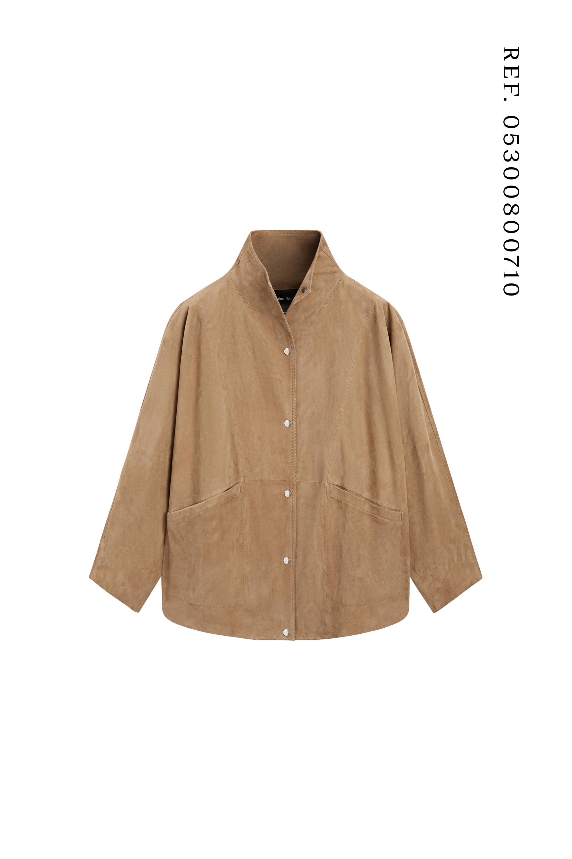 Oversize suede leather jacket — SAND