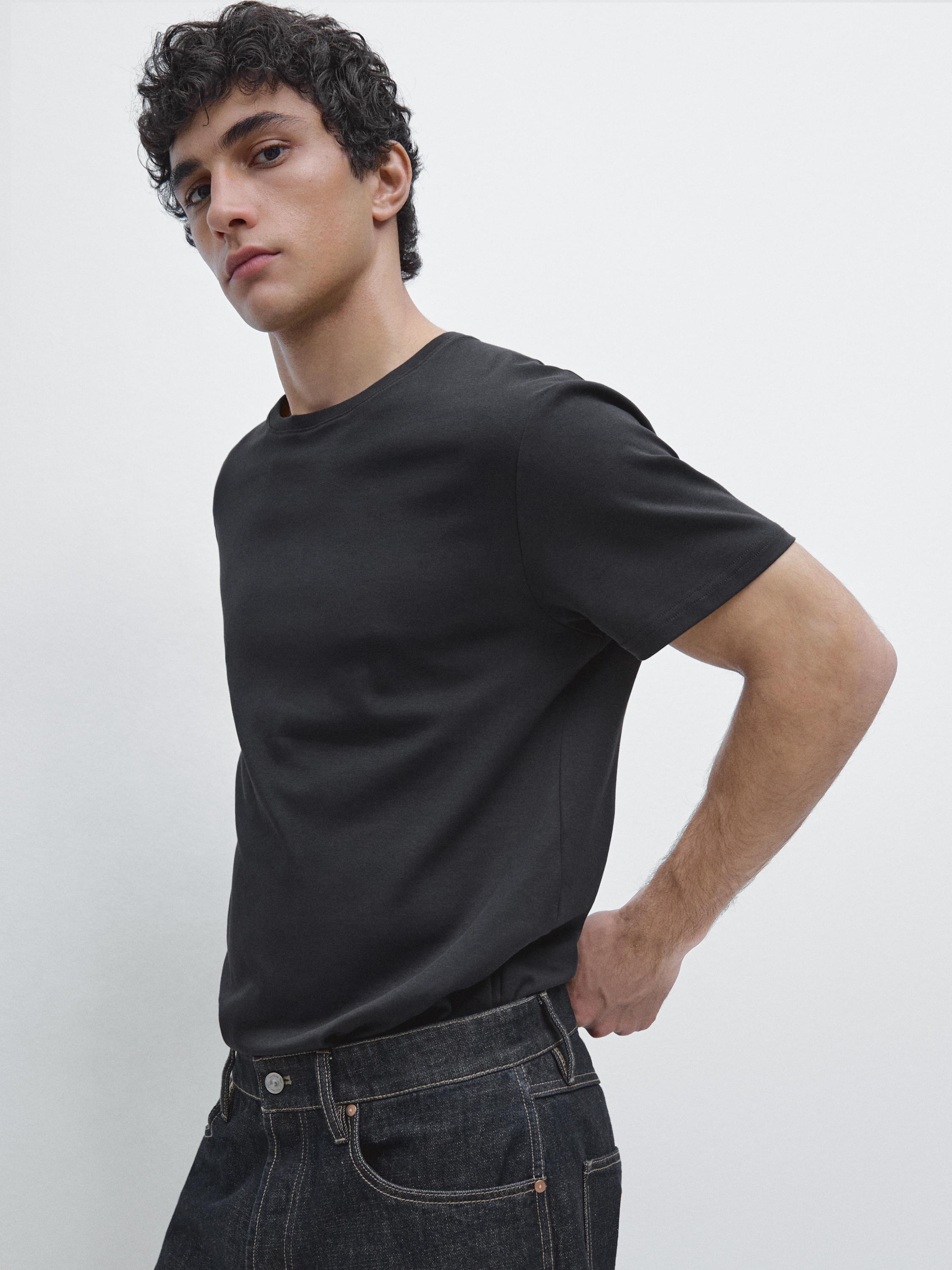 100% mercerised cotton T-shirt — NAVY BLUE