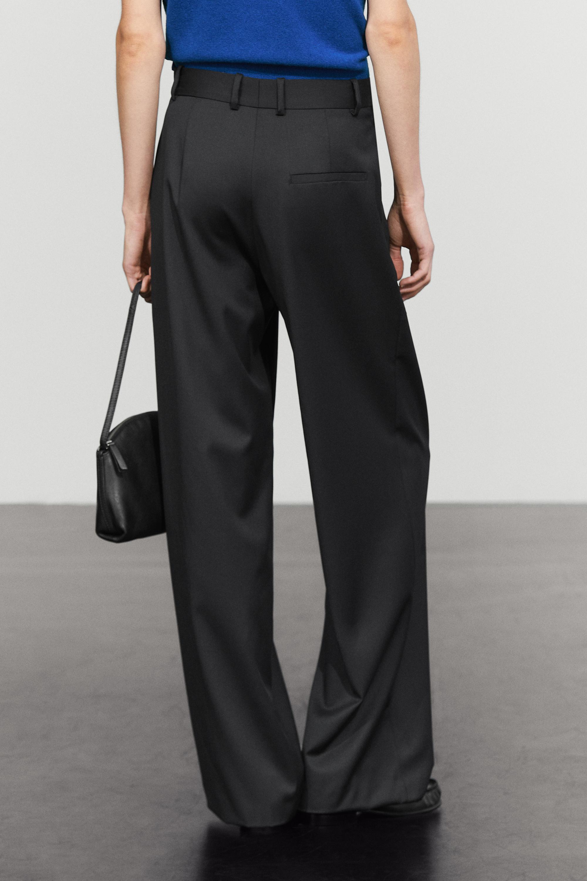 Massimo Dutti Ekstra ince yün pilili pantolon