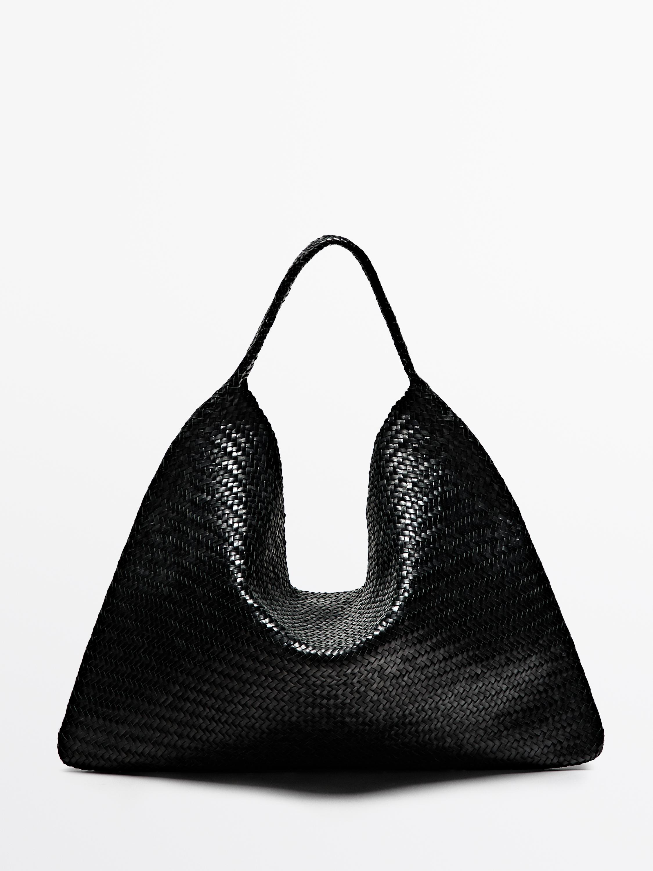 Nappa leather woven maxi tote bag