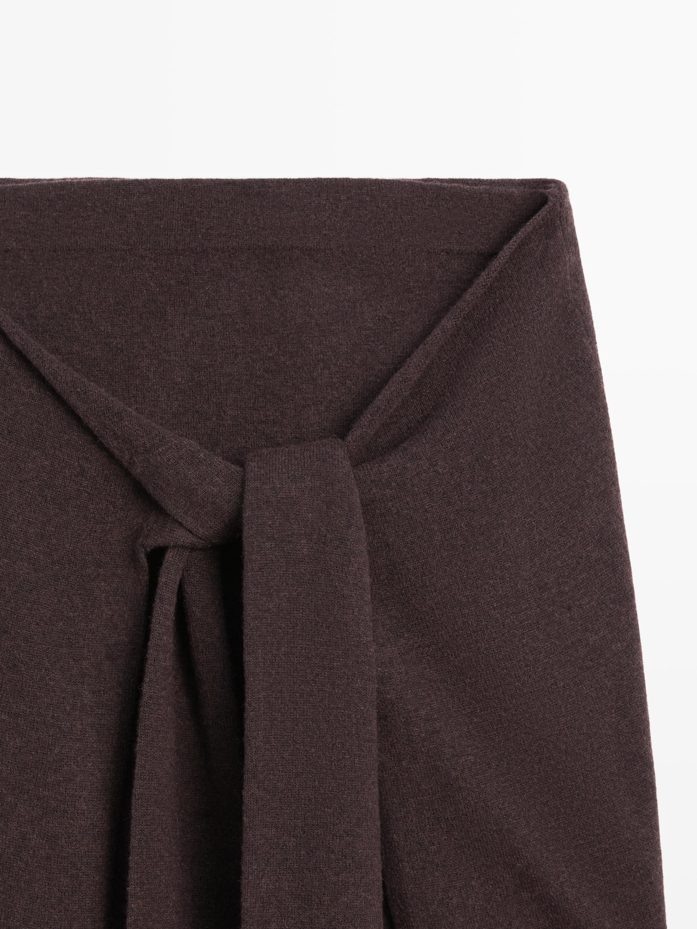 Knit skirt with knotted sleeve details — Chocolate