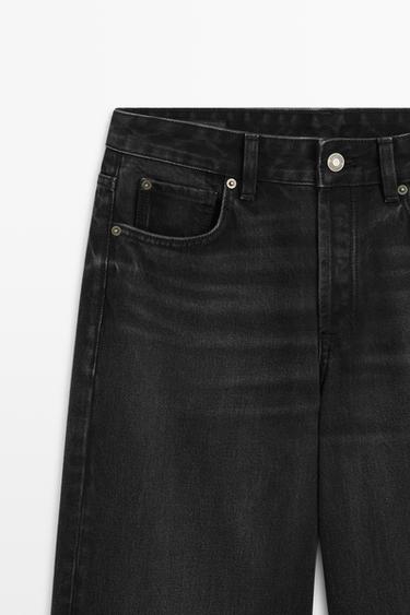 Wide-leg mid-waist jeans — BLACK 4