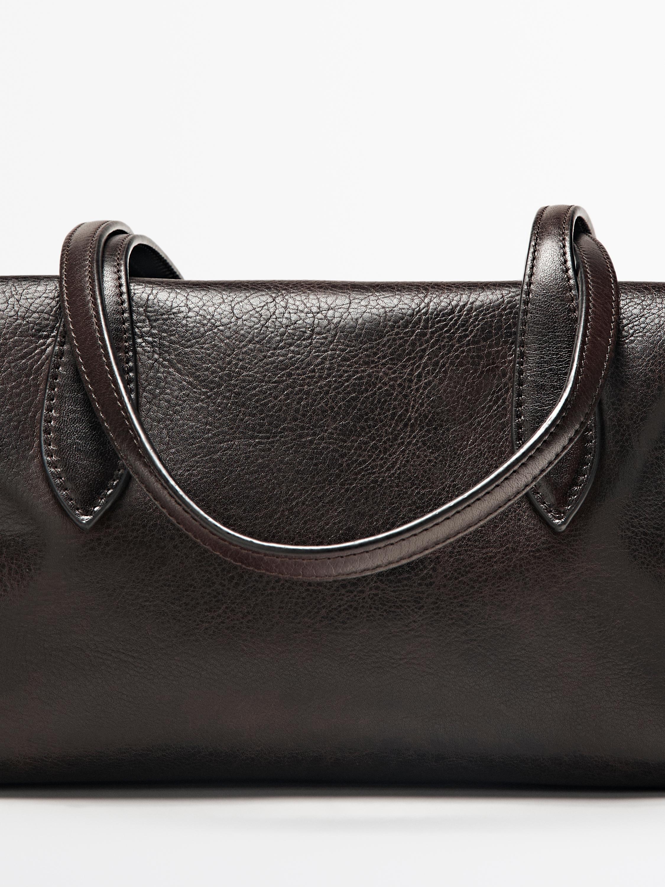Nappa leather west satchel bag — BROWN