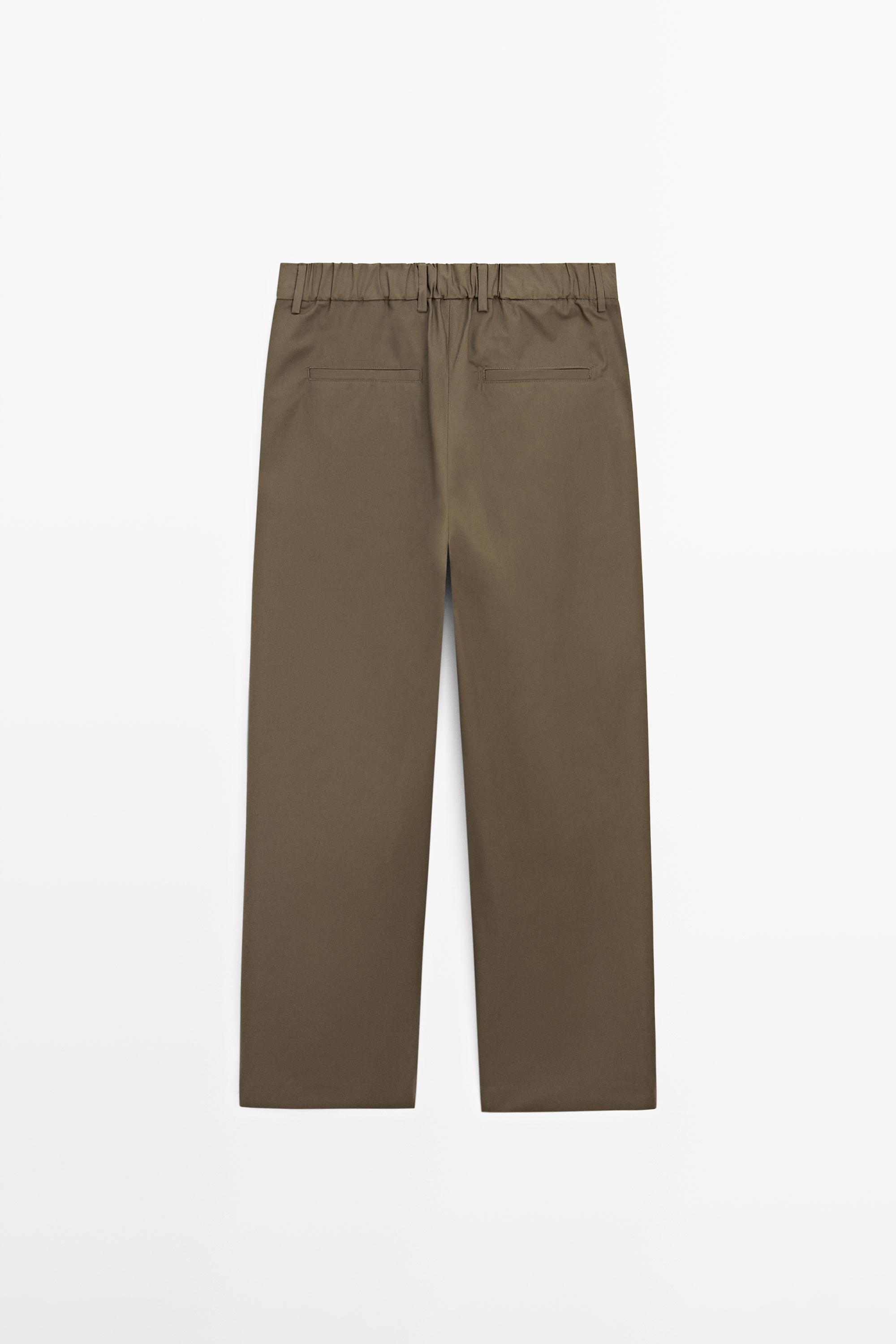 Cotton trousers with double darts — DARK GREEN