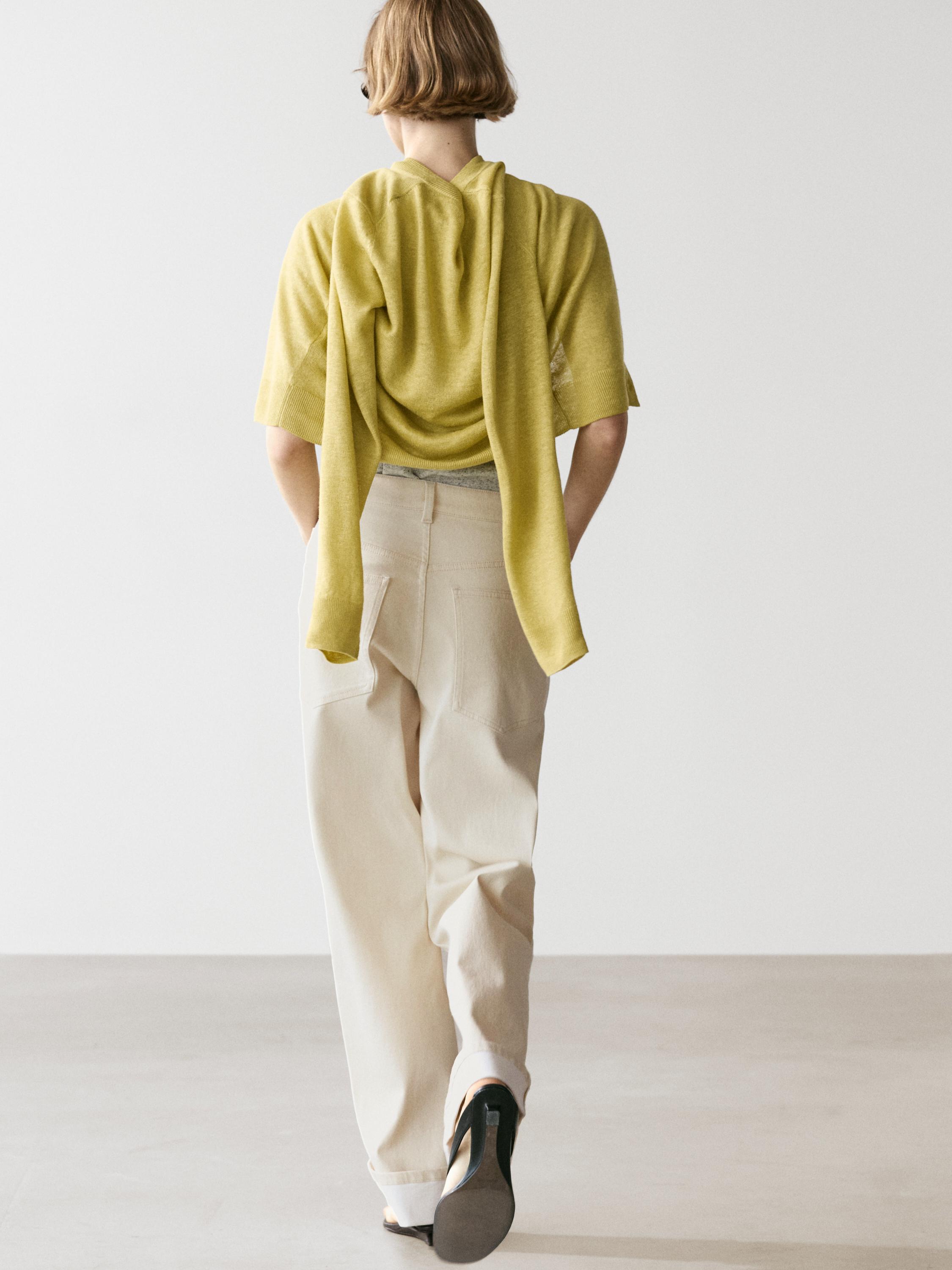 كارديغان محاك قصير كتان