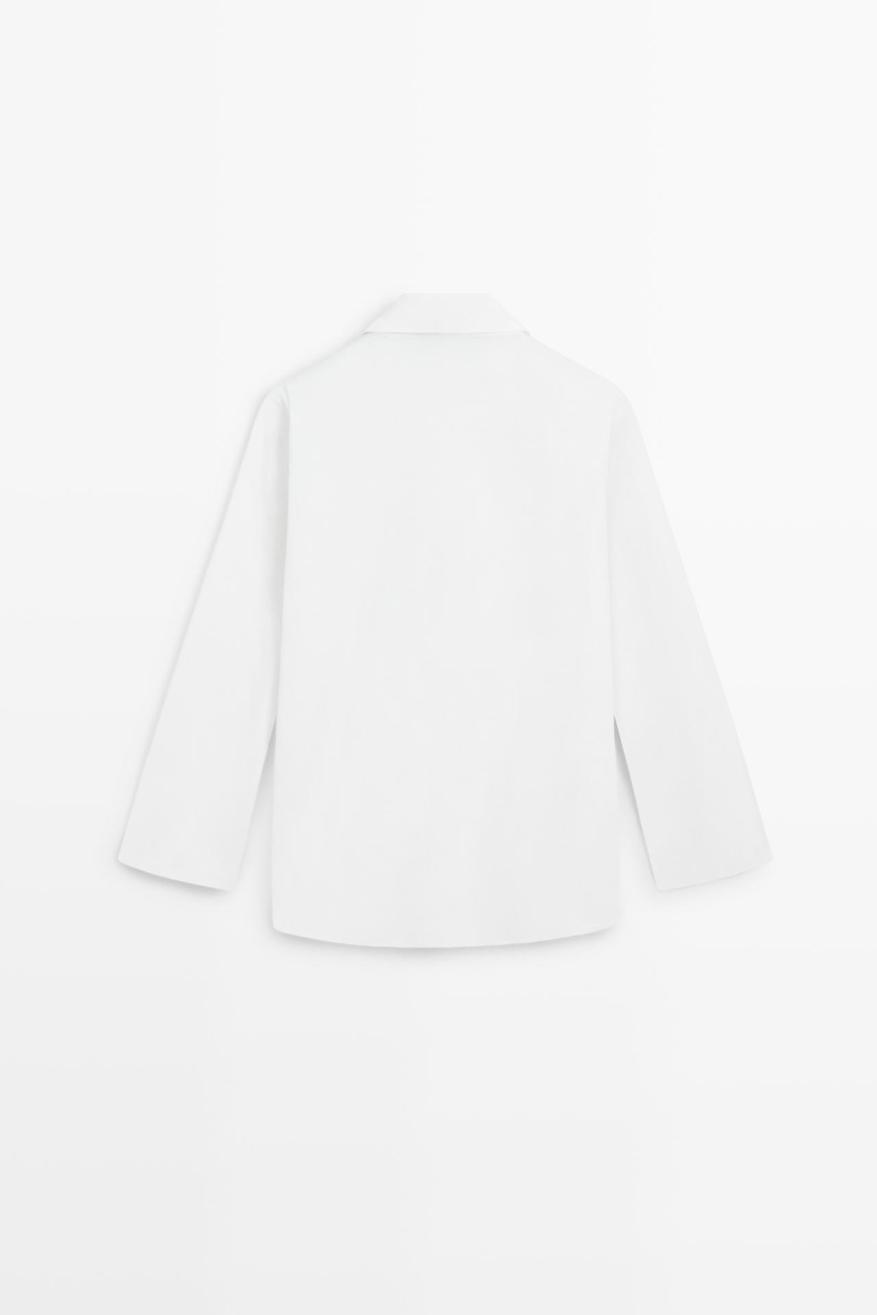 100% cotton poplin crossover shirt — WHITE