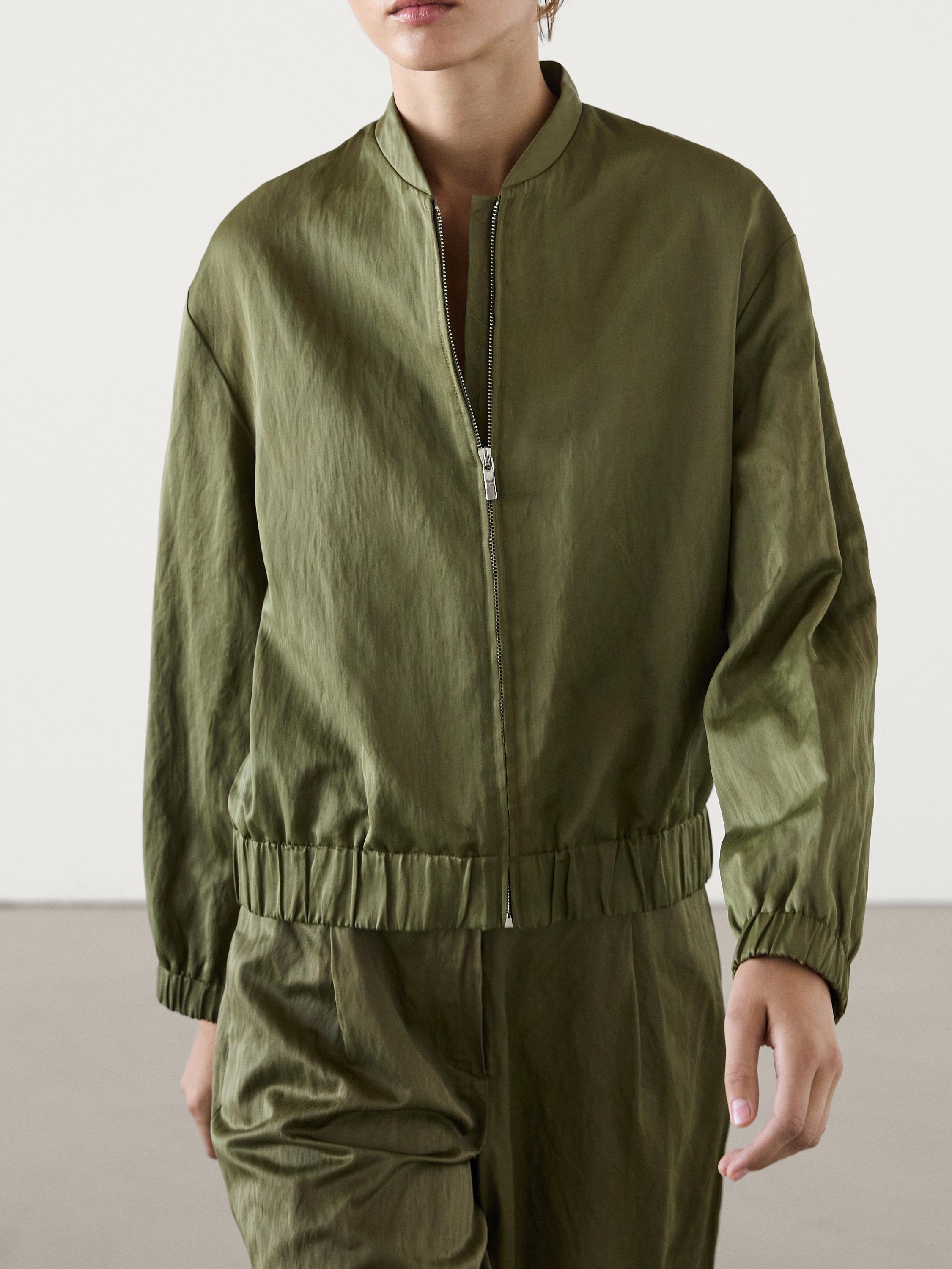 Bomber jacket with stand collar