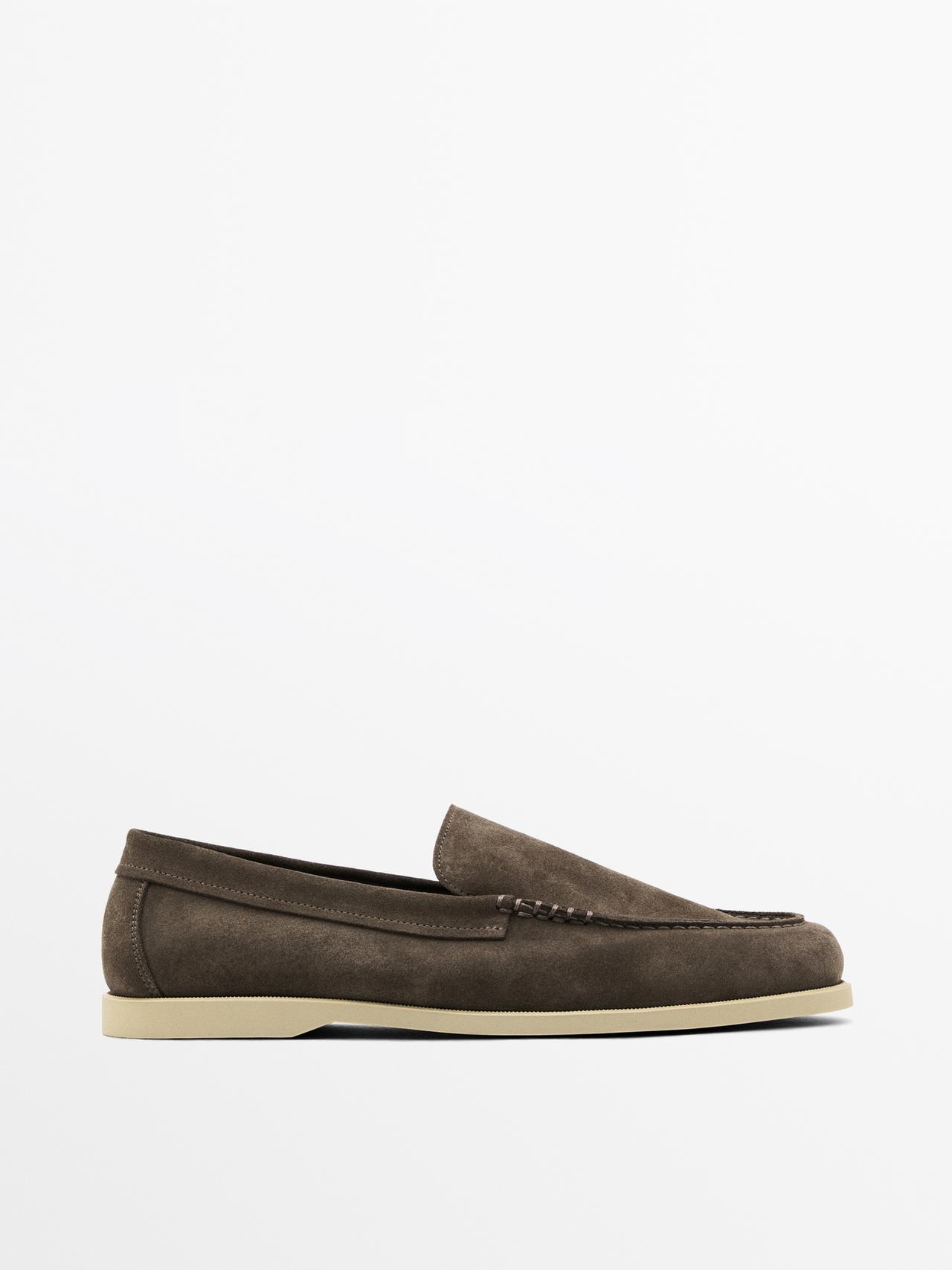 Massimo Dutti - Heren - Soft Splitsuède Loafer - Taupe - 44