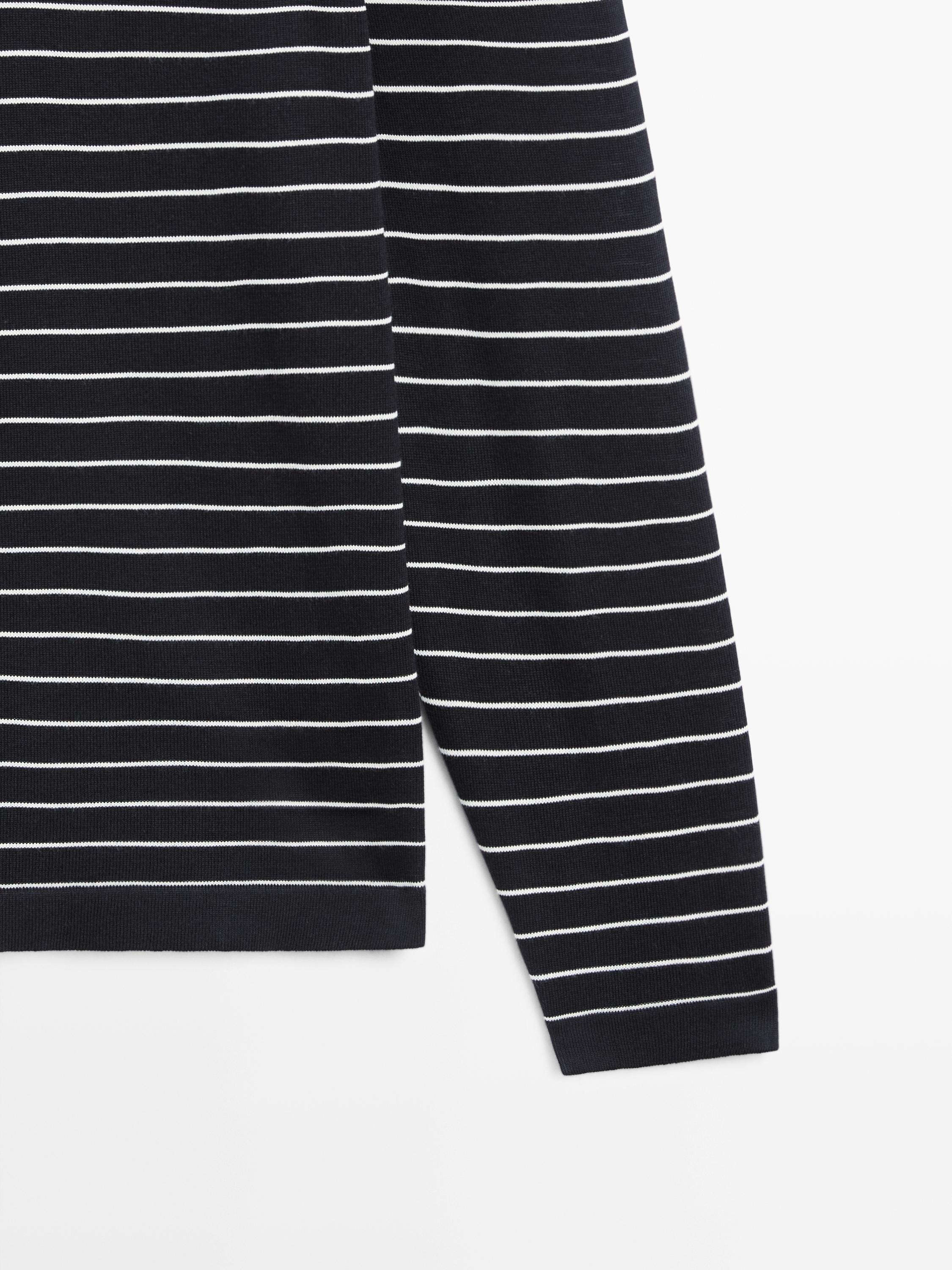 Striped crew neck sweater — NAVY BLUE
