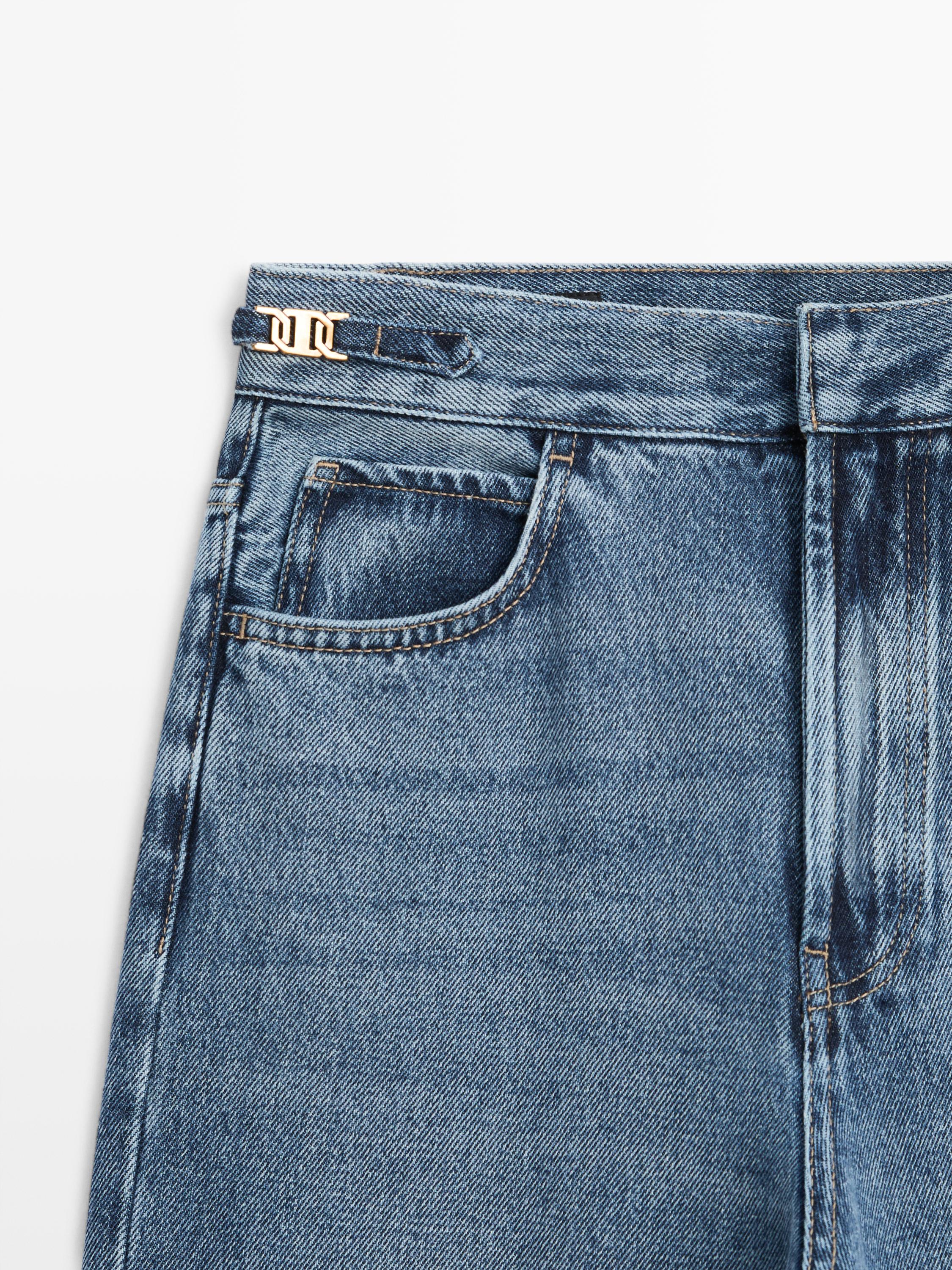 Mid-rise bell bottom jeans — MEDIUM BLUE