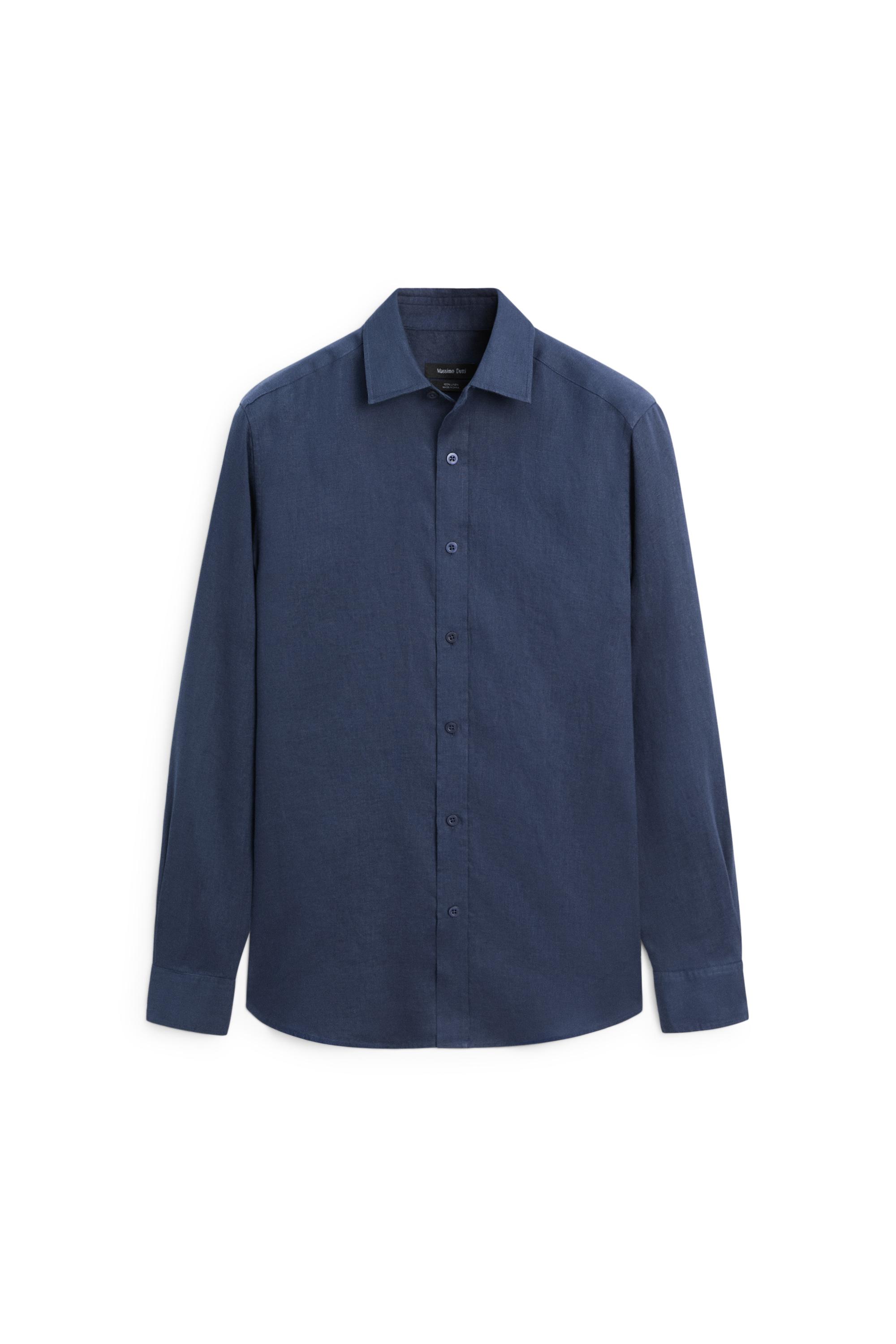 Slim fit 100% linen shirt — DEEP BLUE