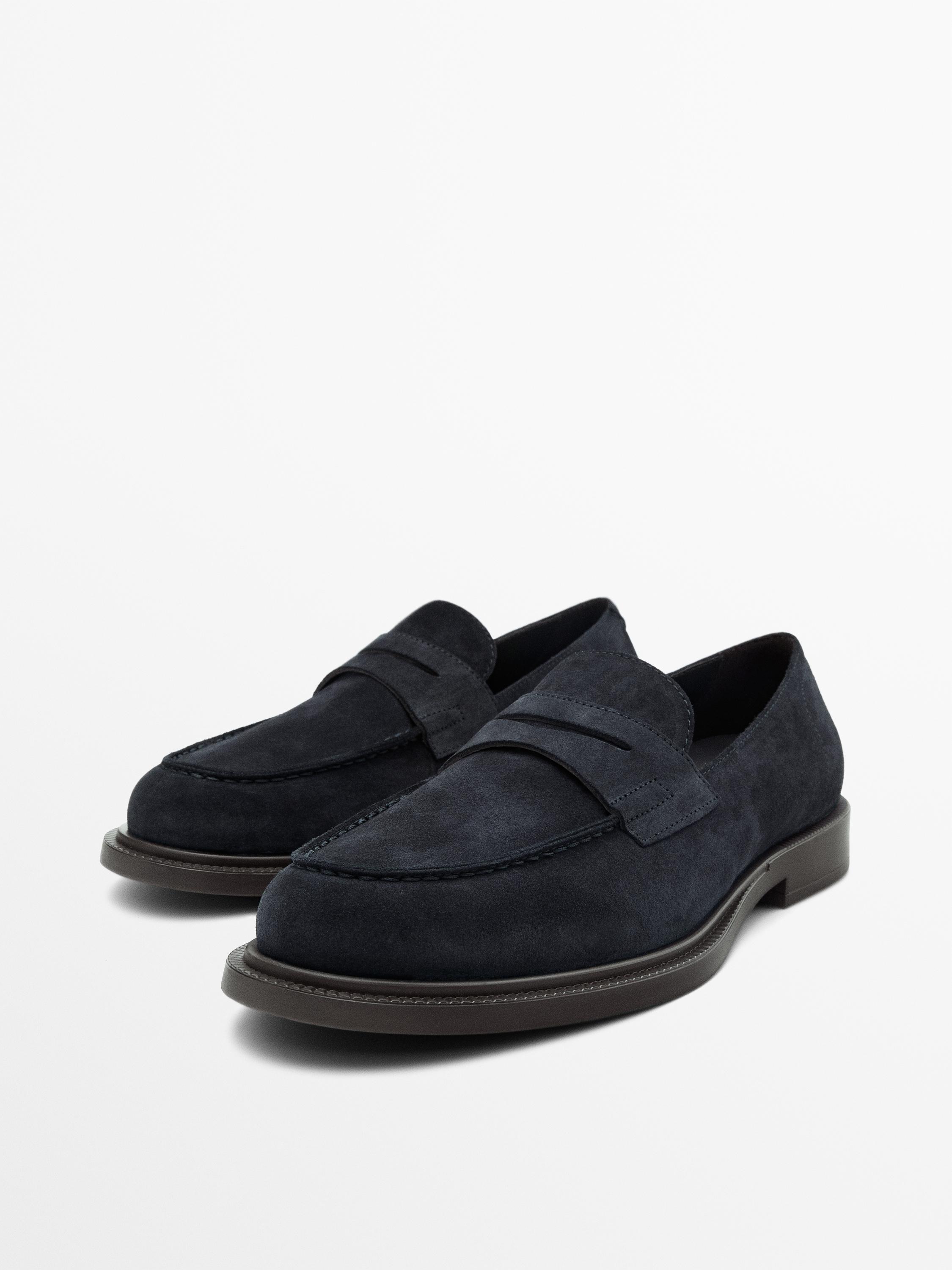 Split leather penny loafers — Dark blue
