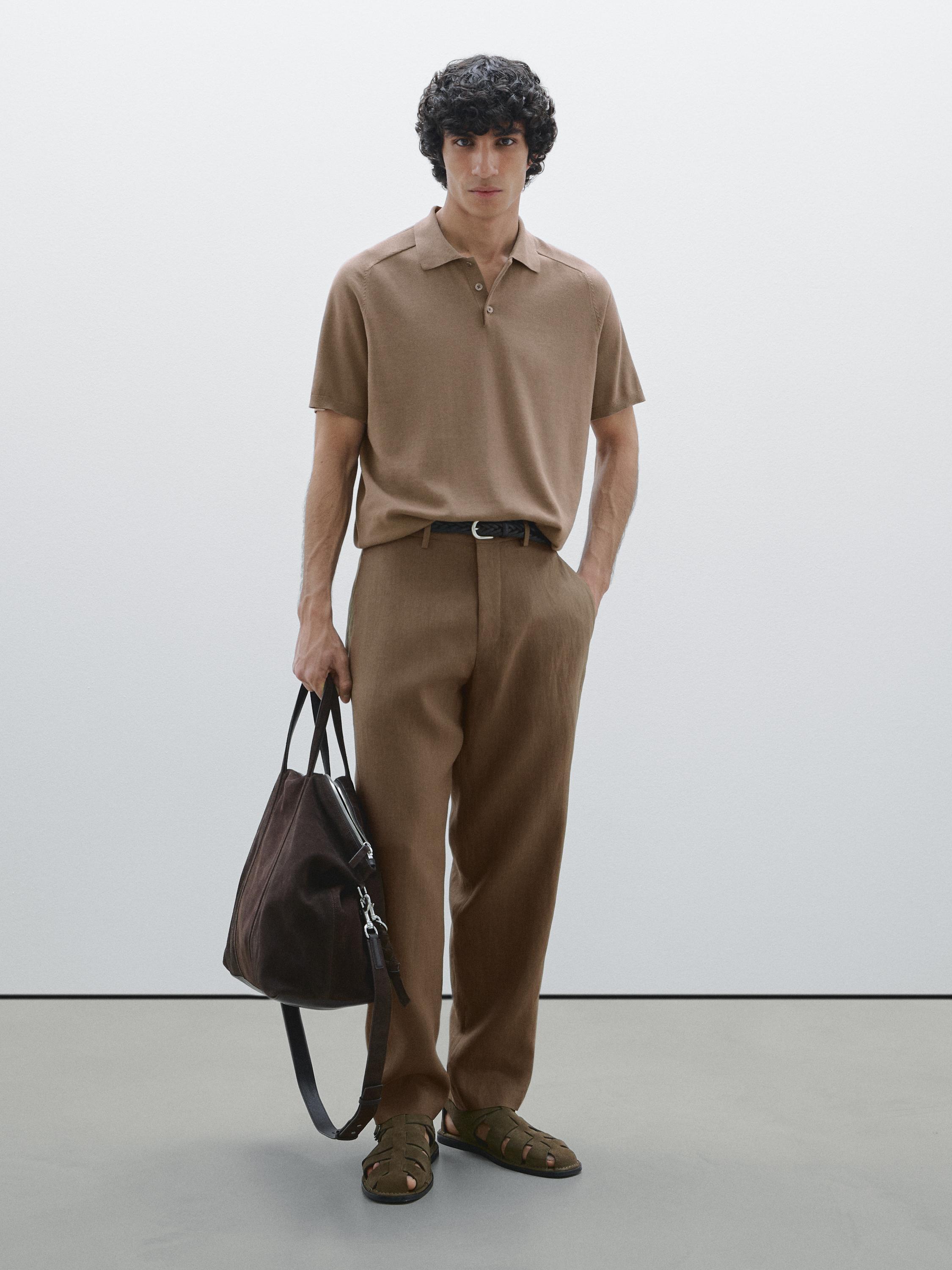 قميص بولو قطن بأكمام قصيرة