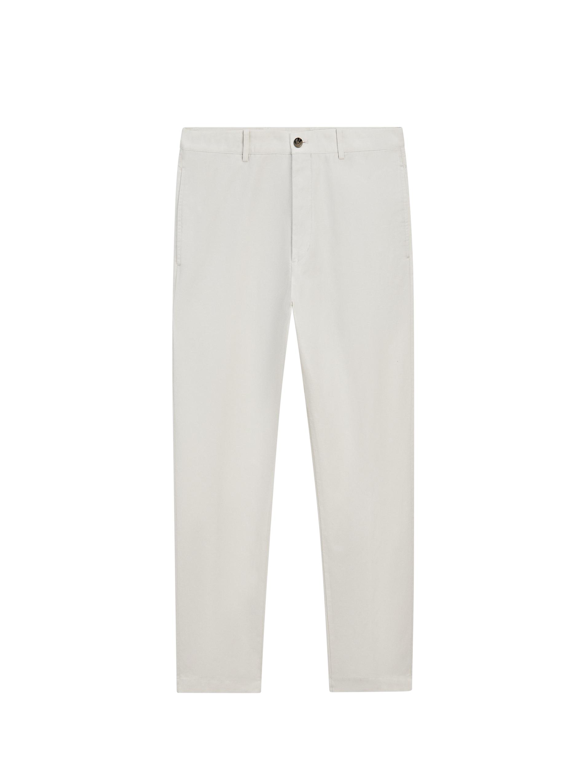 Cotton and linen tapered fit trousers — Off white