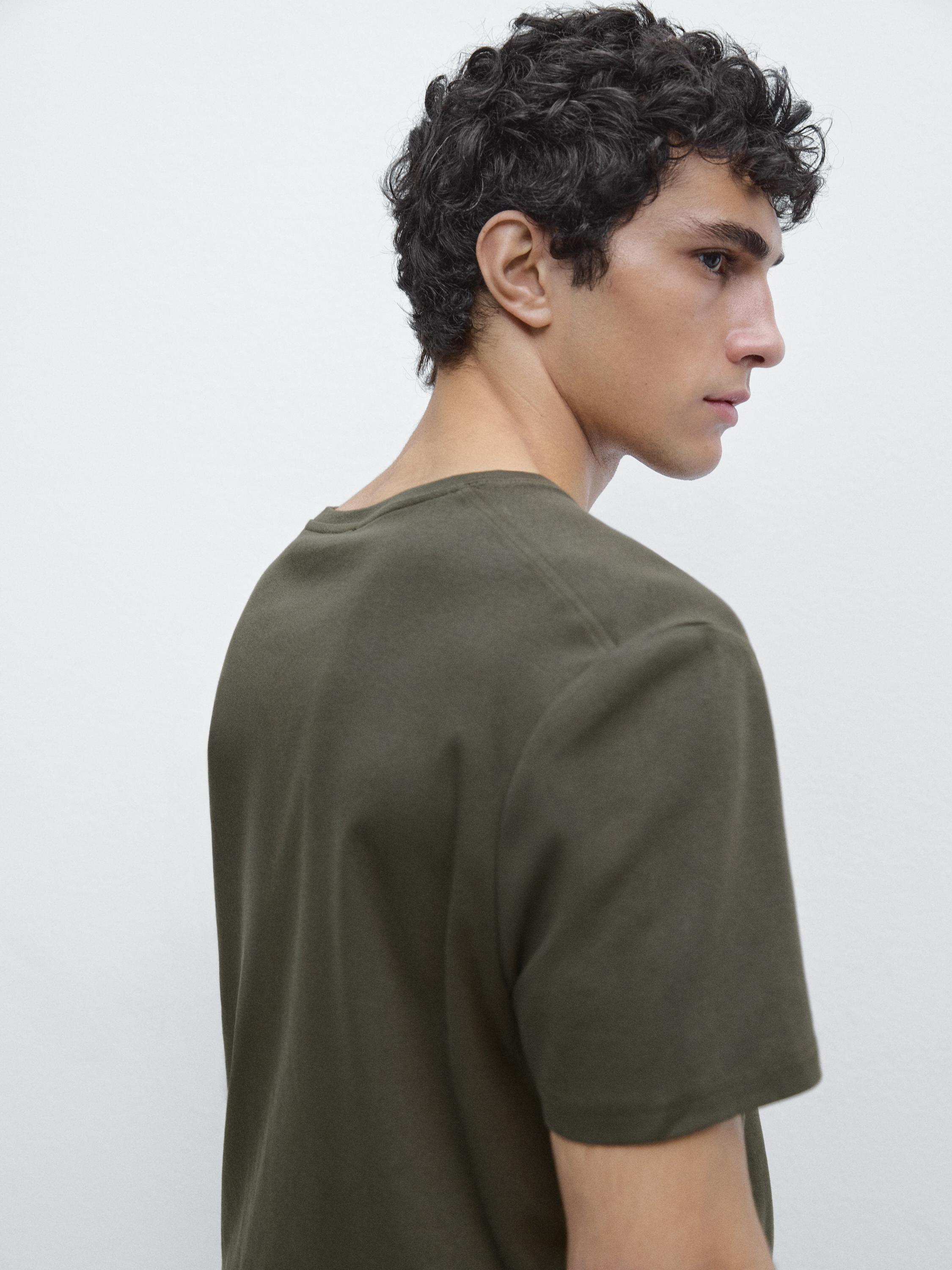 100% mercerised cotton T-shirt — KHAKI
