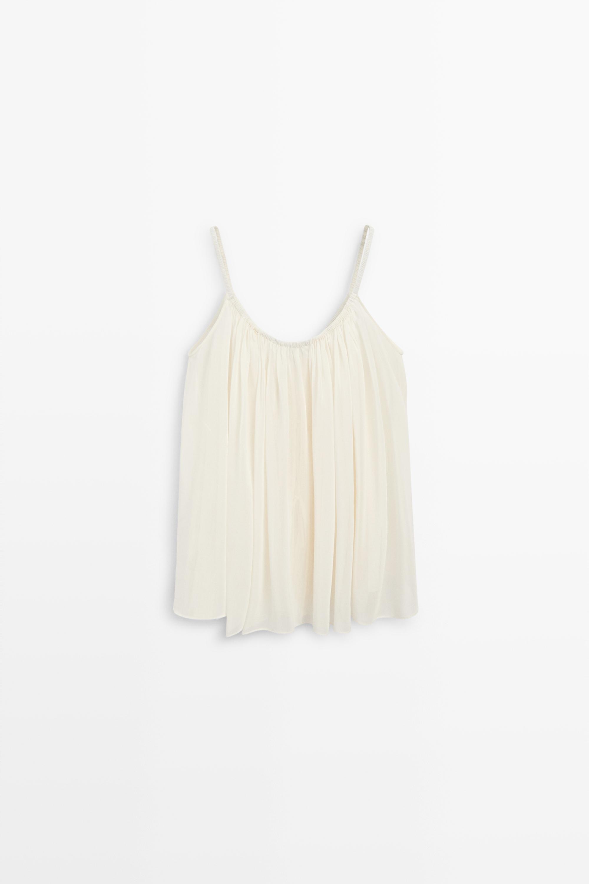 Cotton cupro blend camisole with bow details — CREAM