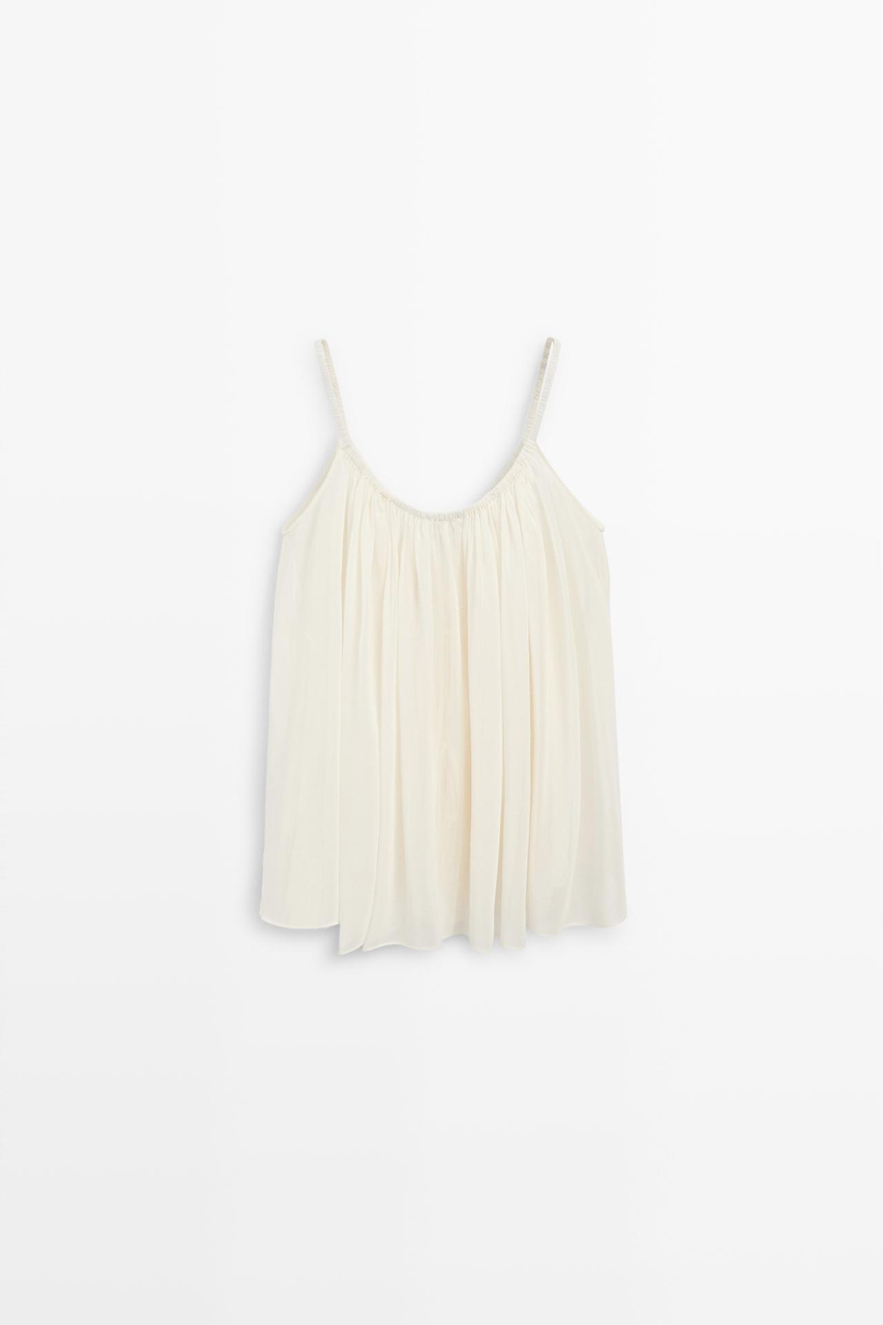Cotton cupro blend camisole with bow details — CREAM