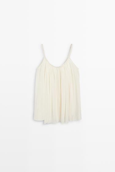 Cotton cupro blend camisole with bow details — CREAM 6