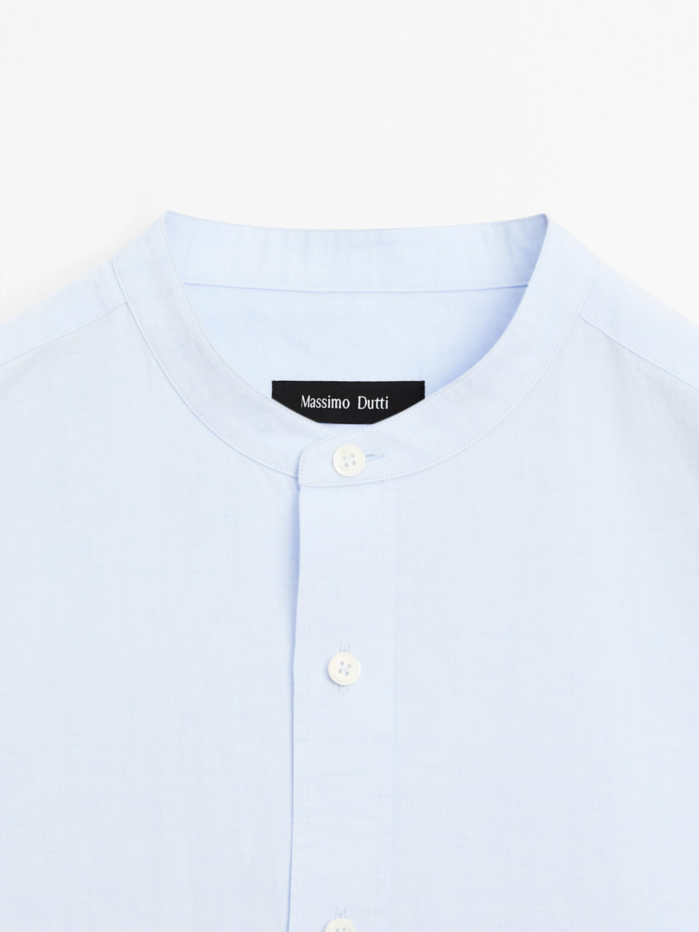 Regular fit cotton blend shirt