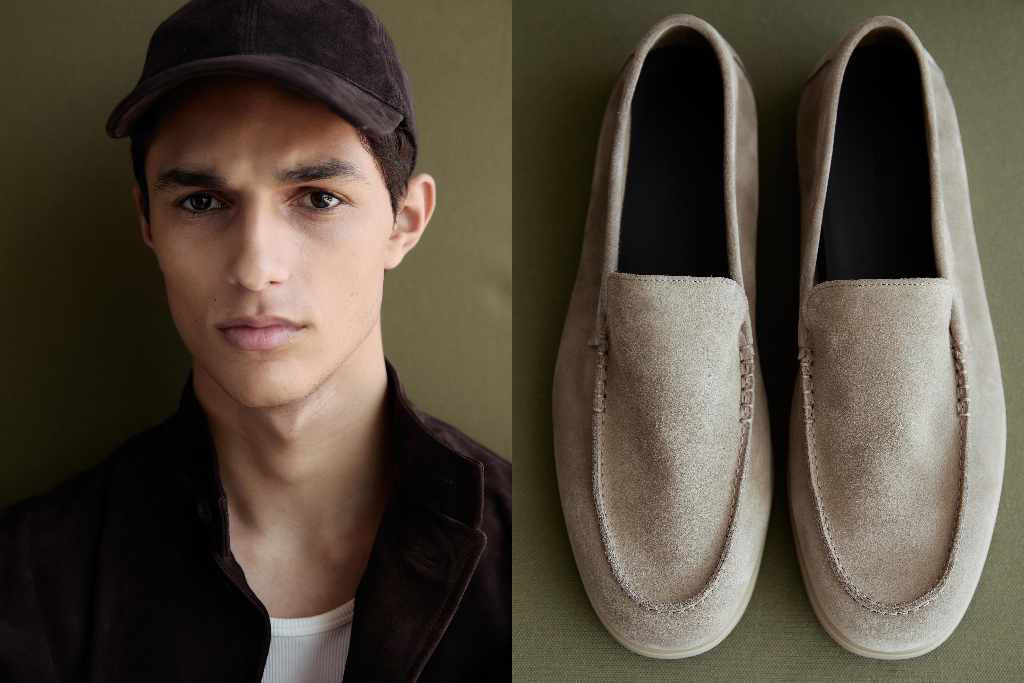 Soft split suede loafers