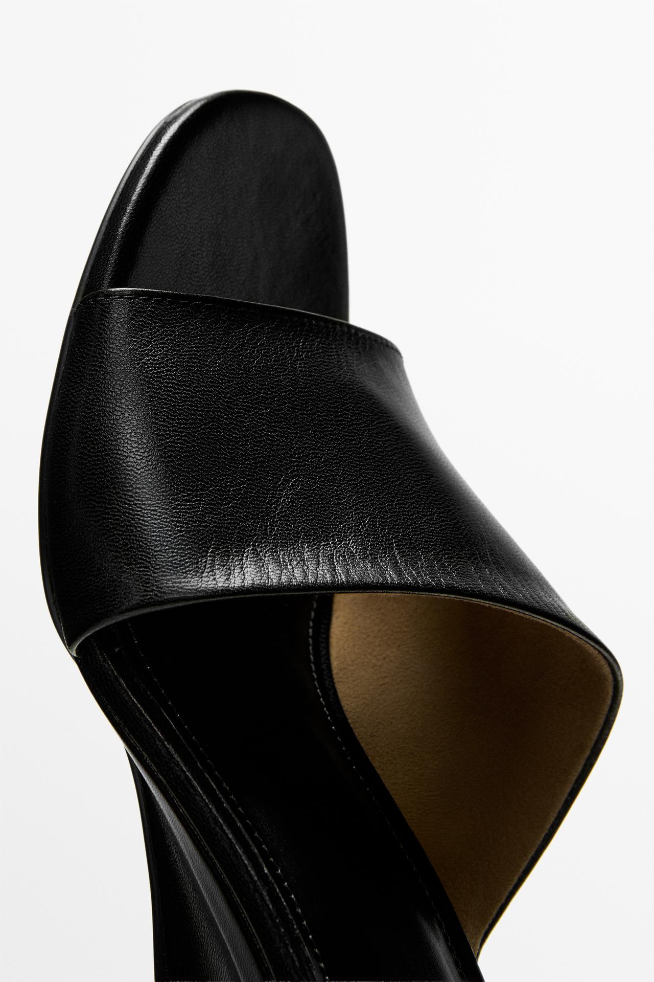 Soft leather wedge heel sandals — BLACK