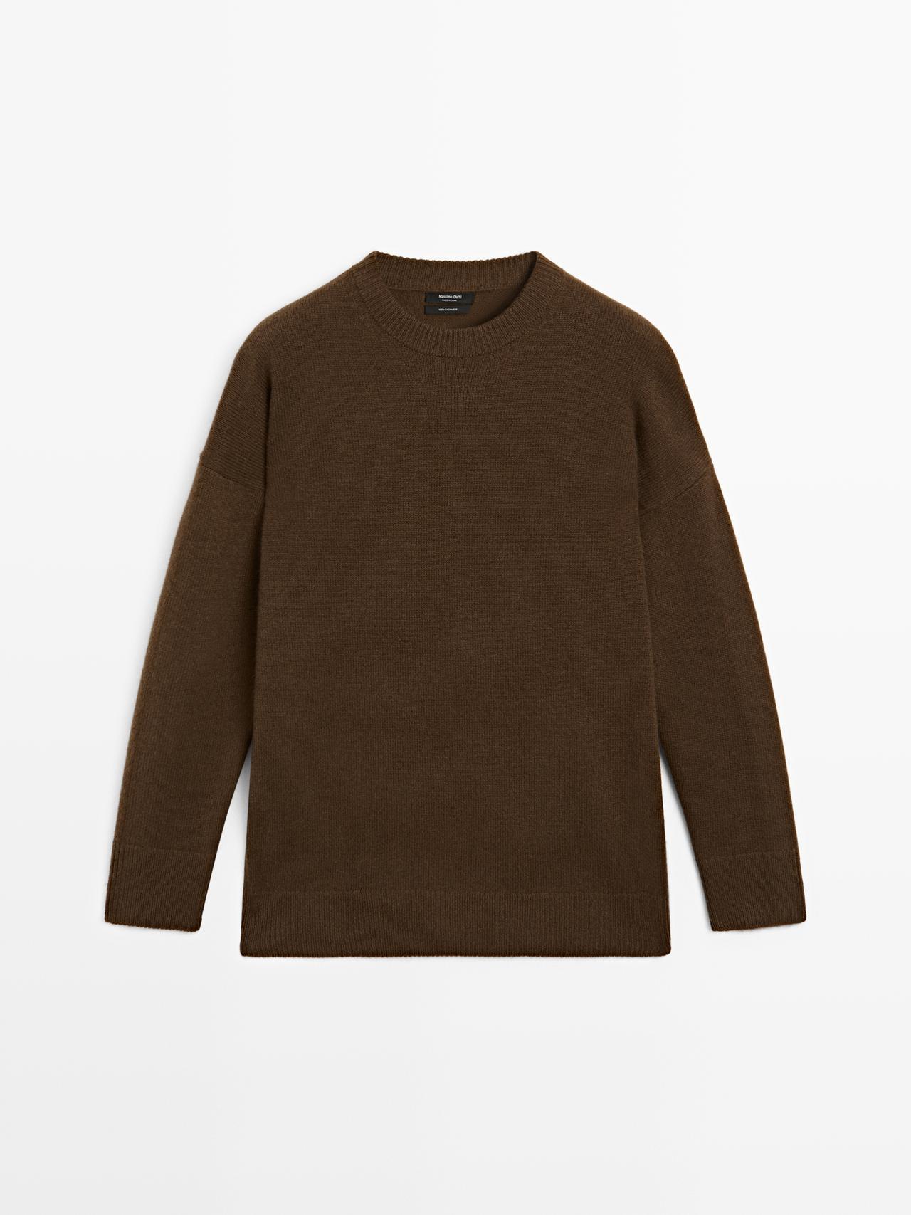 Massimo Dutti - Dames - 100% Kasjmier Oversized Tricot Trui - Toffee - M