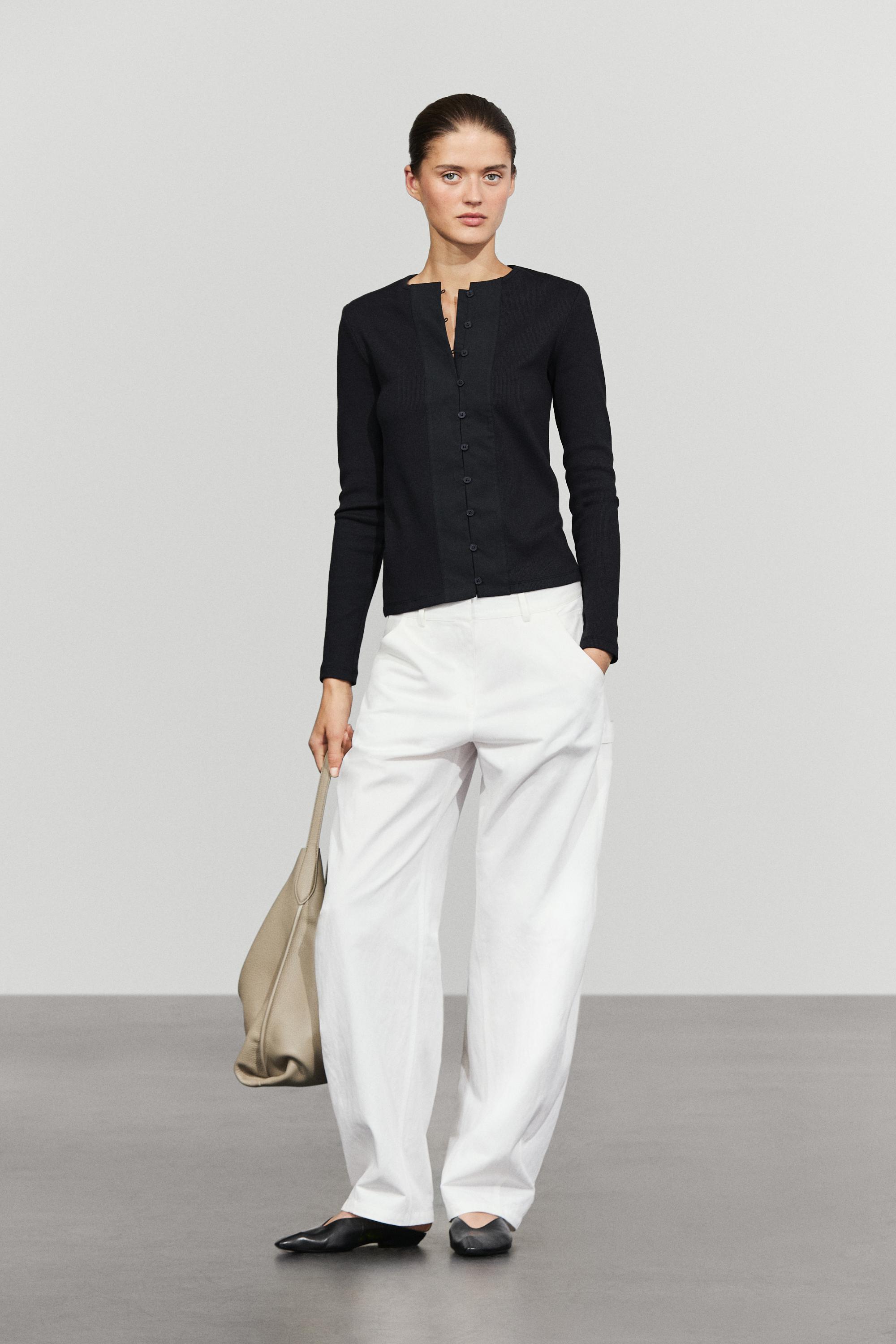 Cotton blend henley T-shirt with button detail — LEAD