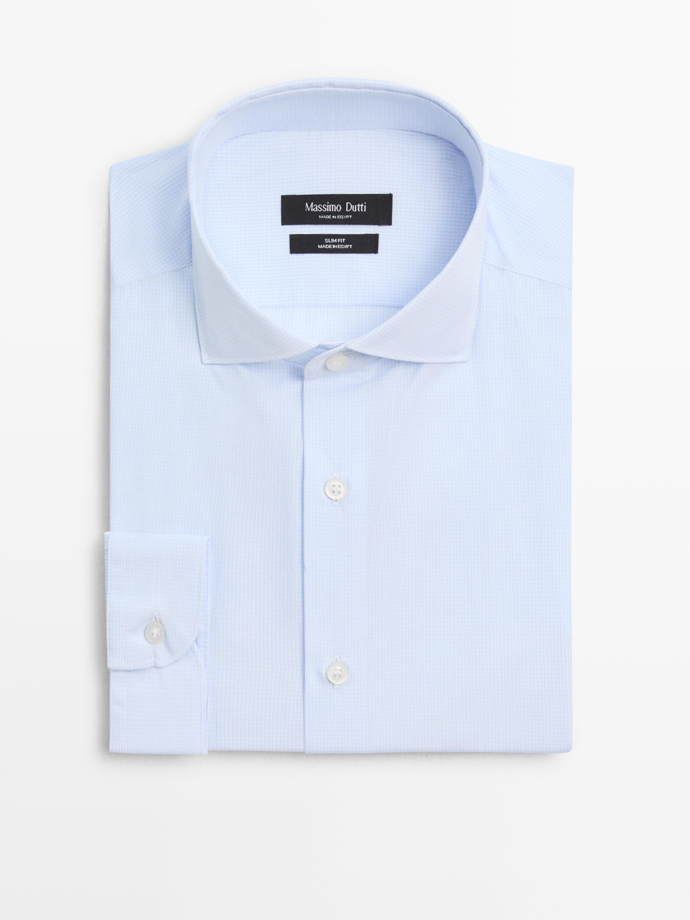 Slim fit 100% cotton shirt — Sky blue