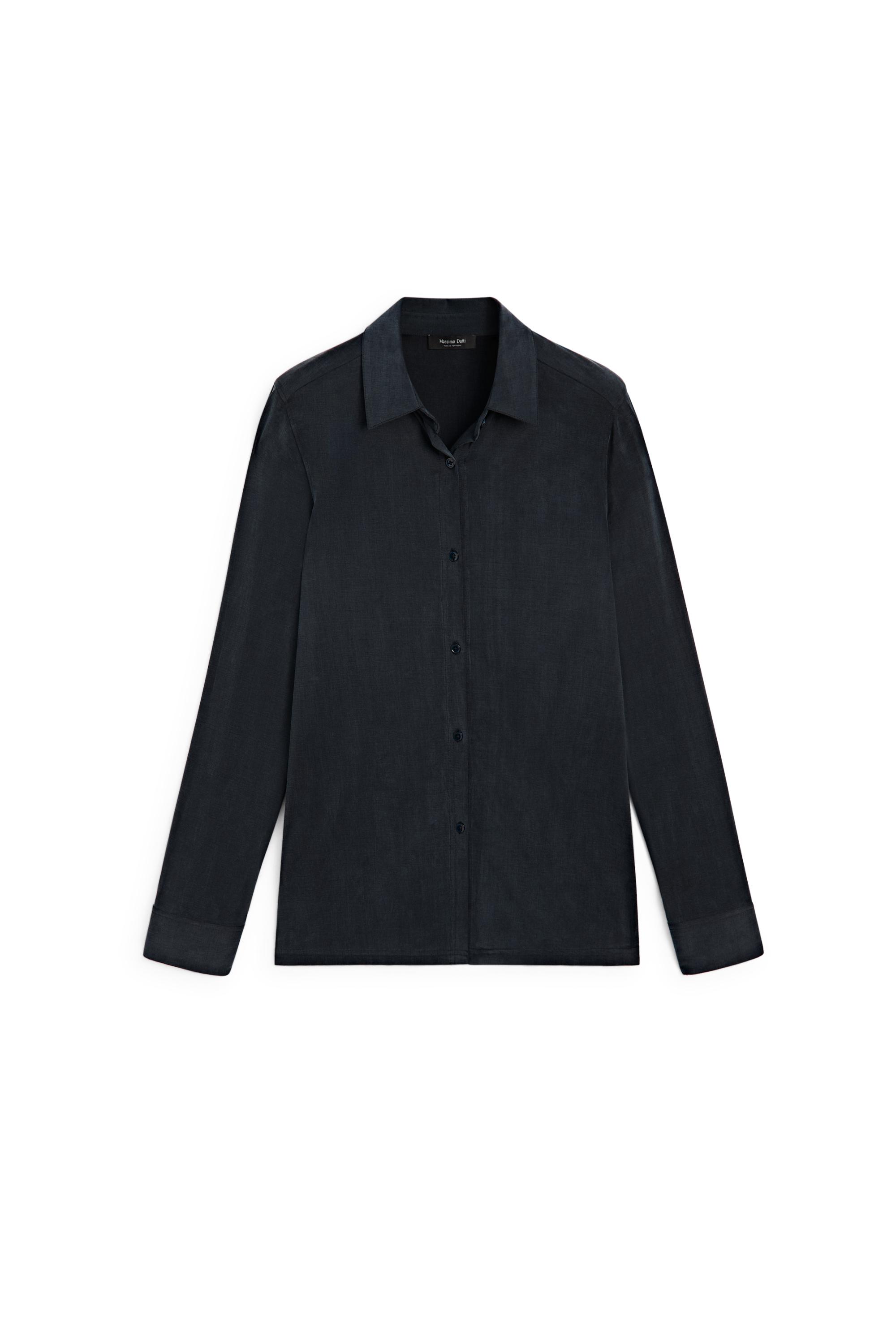 Flowing shirt with shirt collar - STUDIO — BLUE