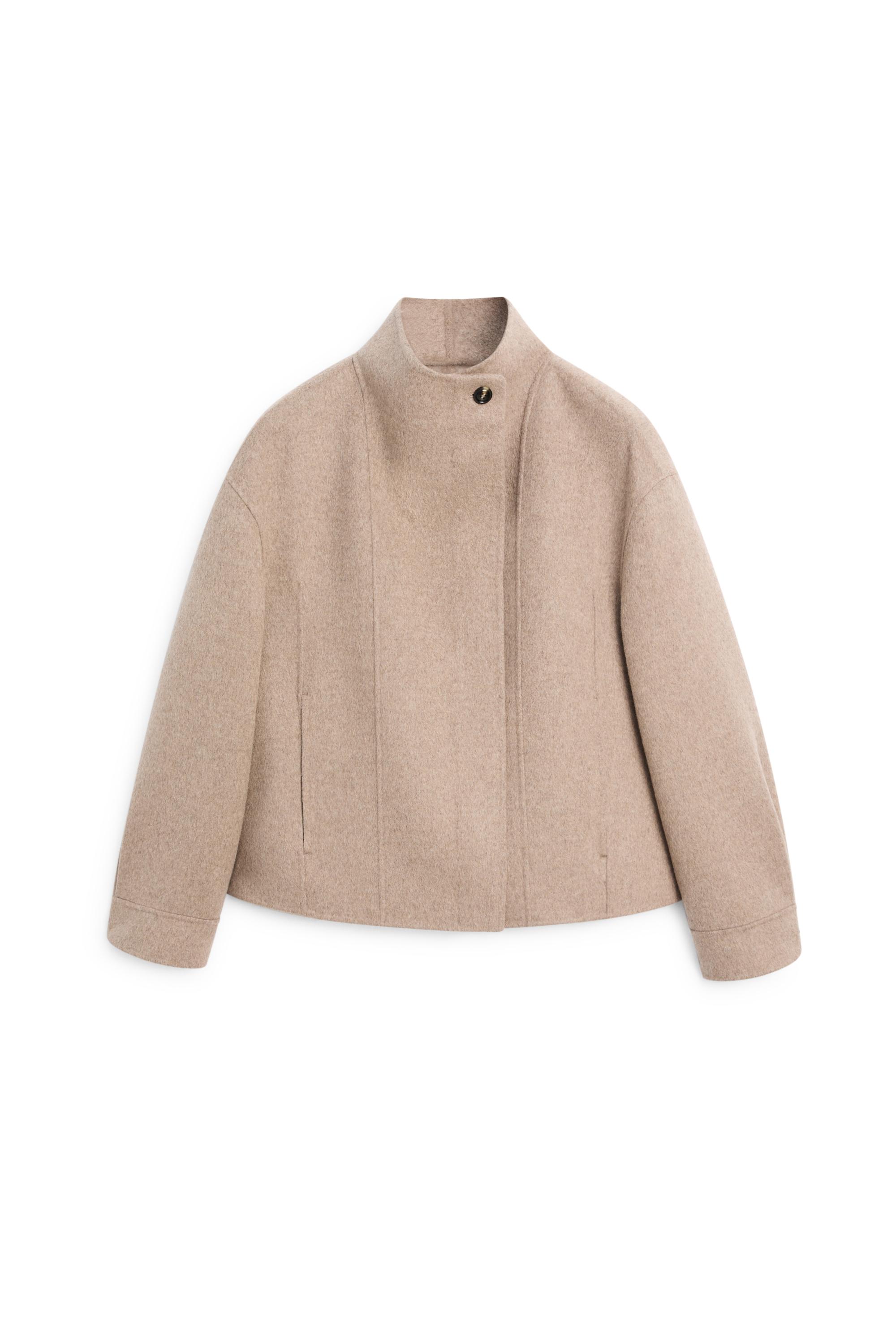 Short wool-blend jacket — TAUPE GREY