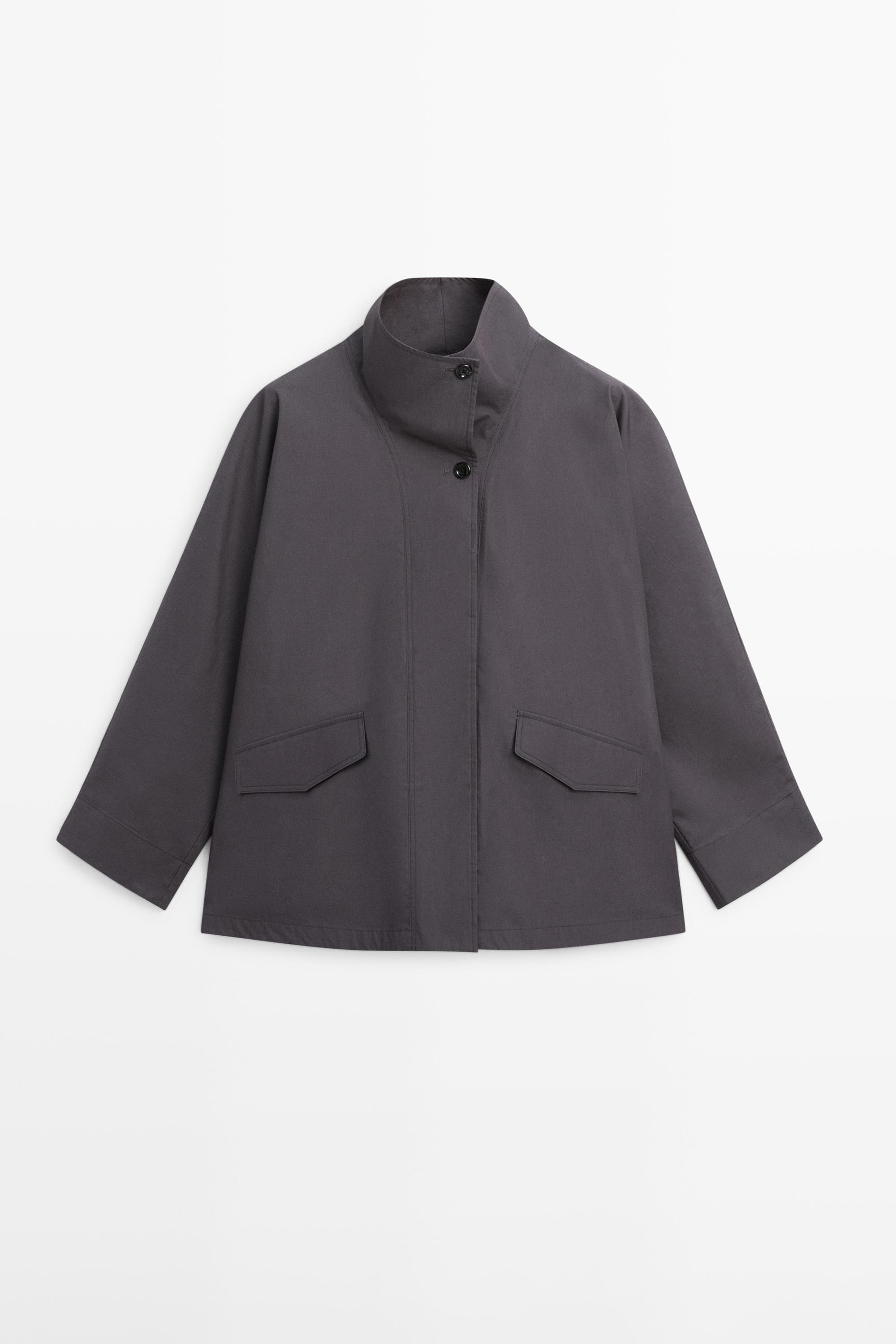 Short cotton cape jacket — DARK BLUE