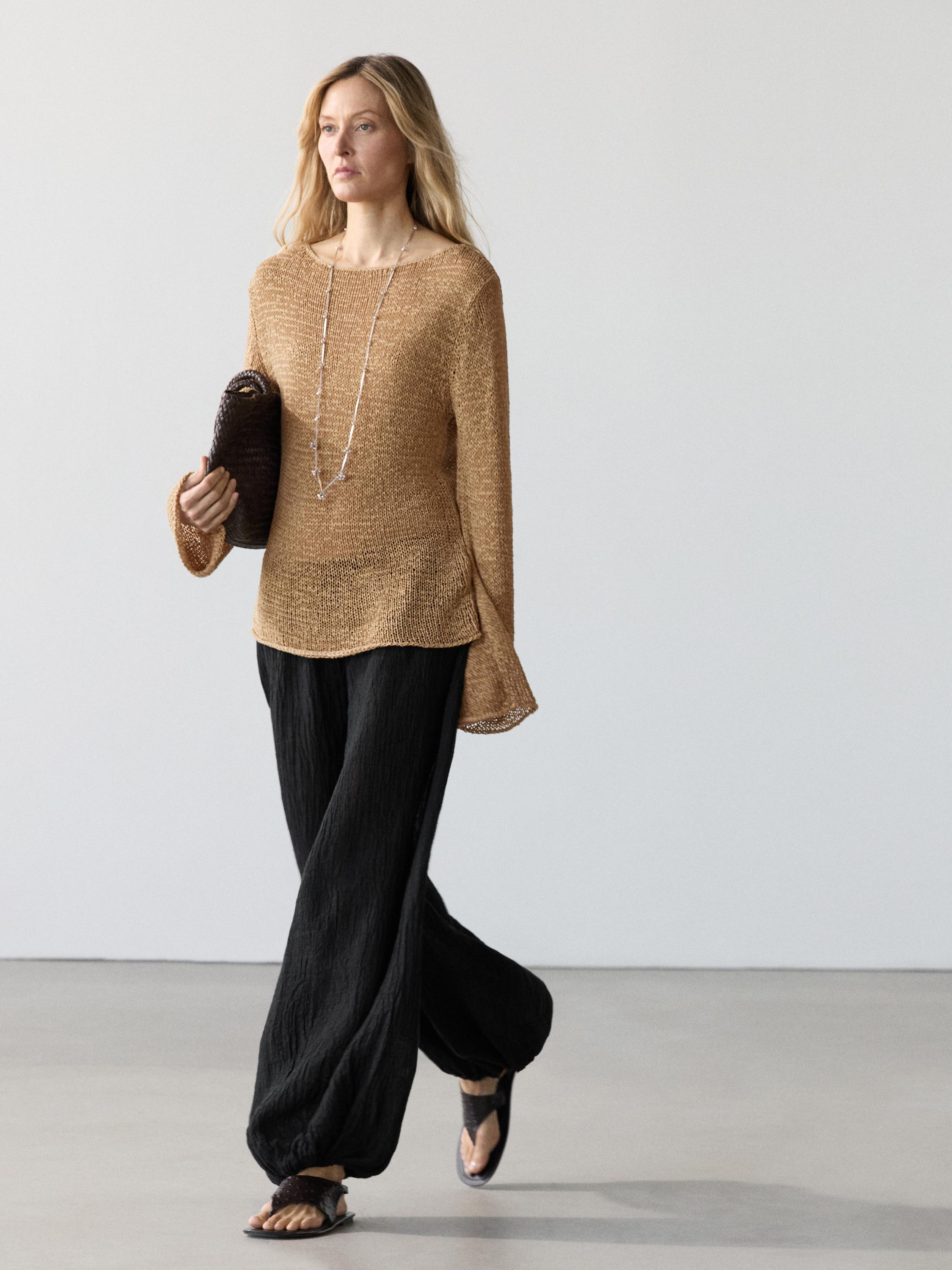 Linen sarouel trousers — BLACK