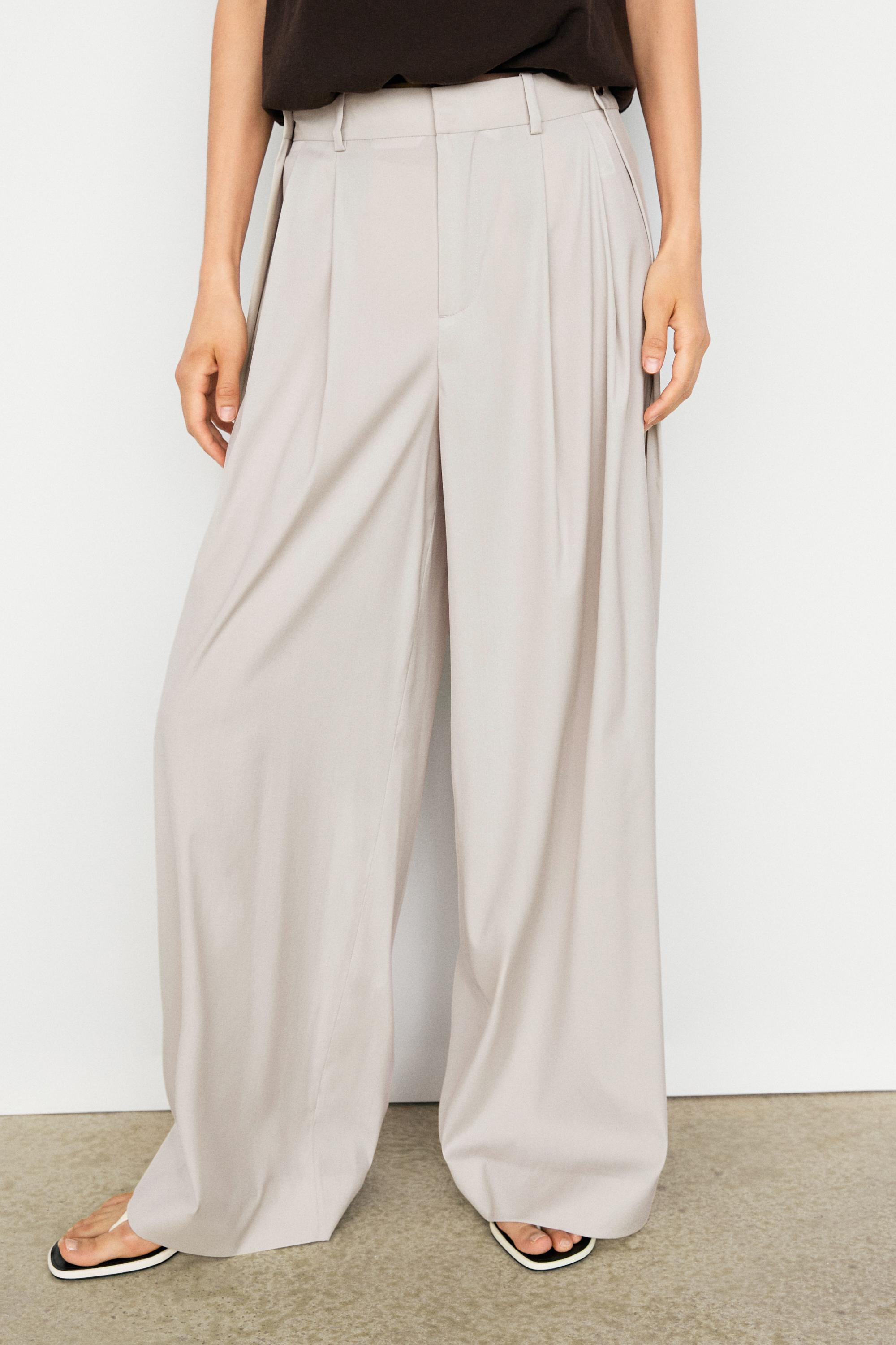 Wool blend button detail darted pants