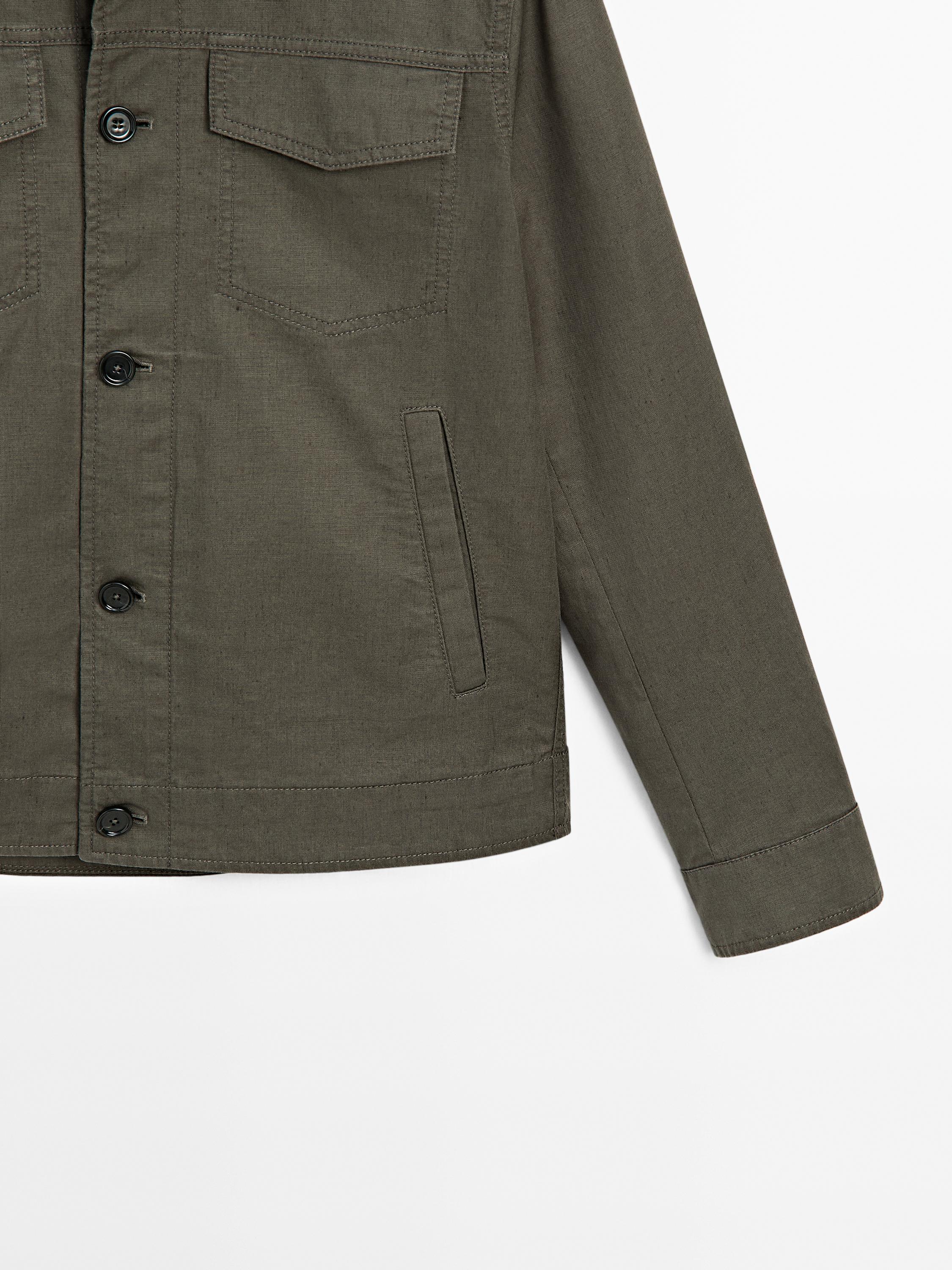 Cotton and linen jacket with pockets