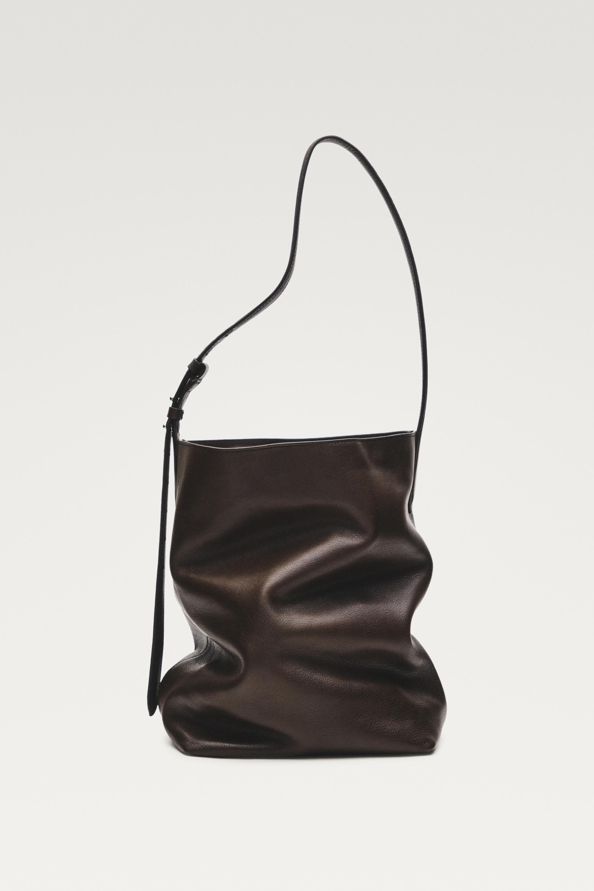 Nappa leather bucket bag — BROWN