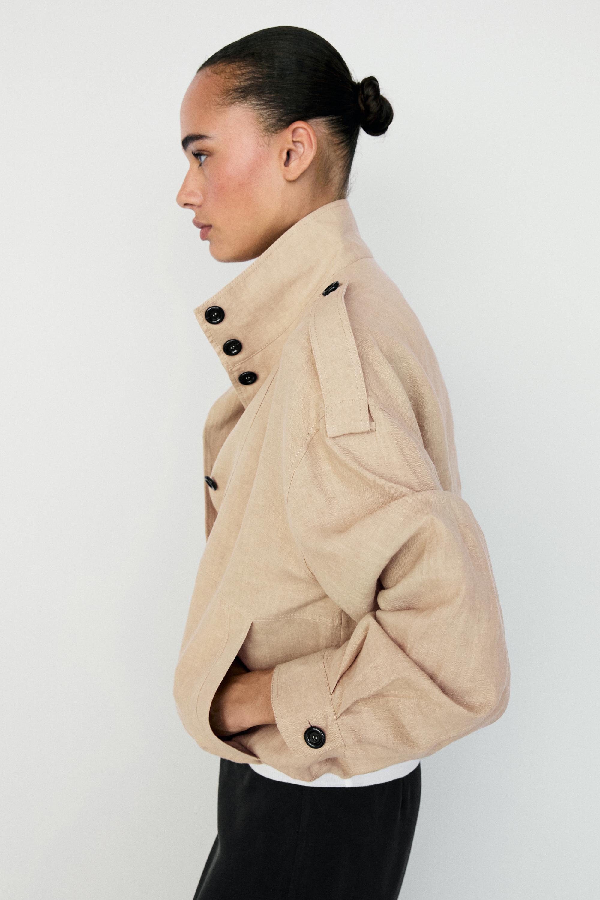 100% linen fluid bomber jacket — MUSTARD YELLOW