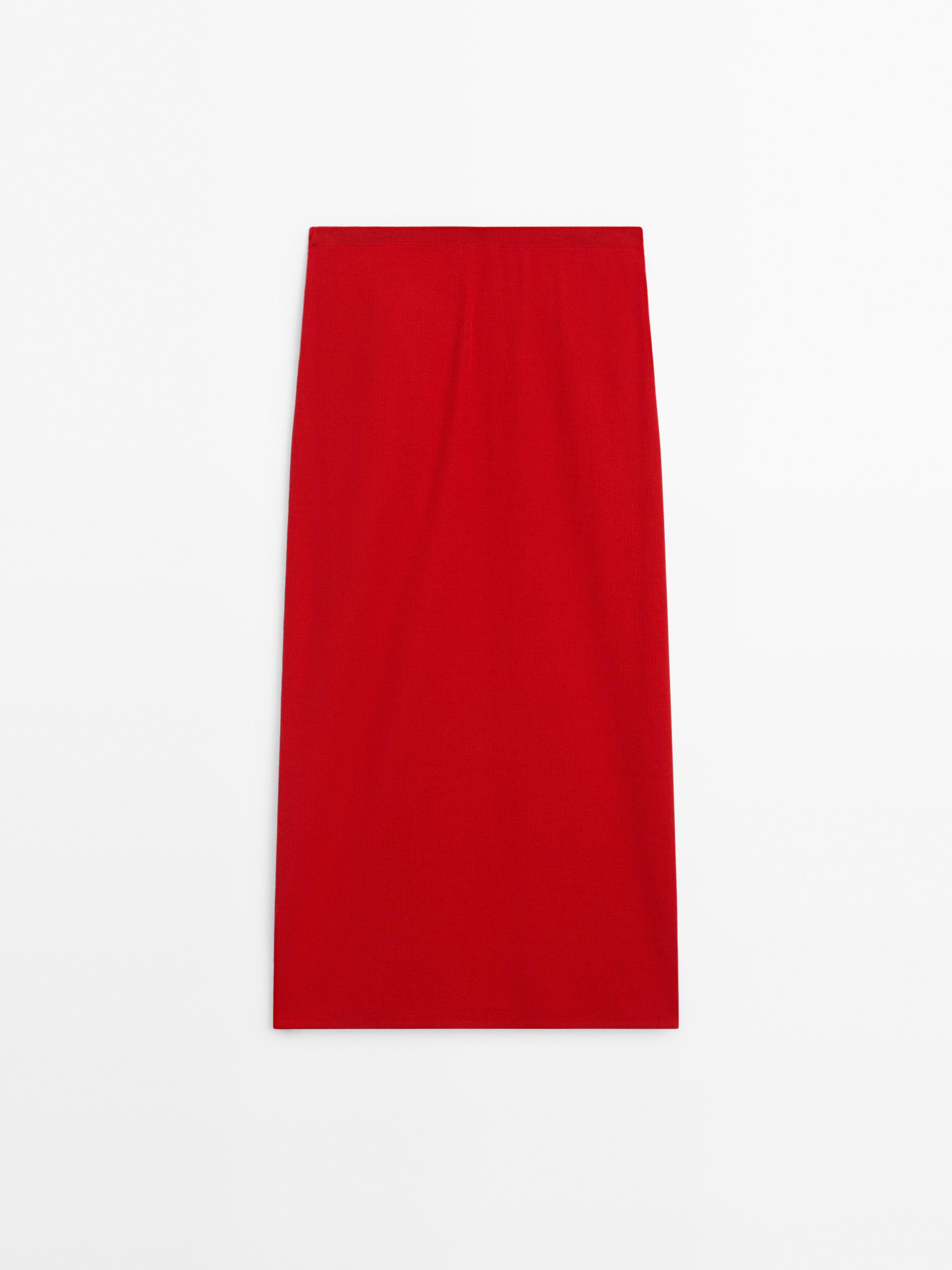 Ribbed co-ord skirt with tie detail