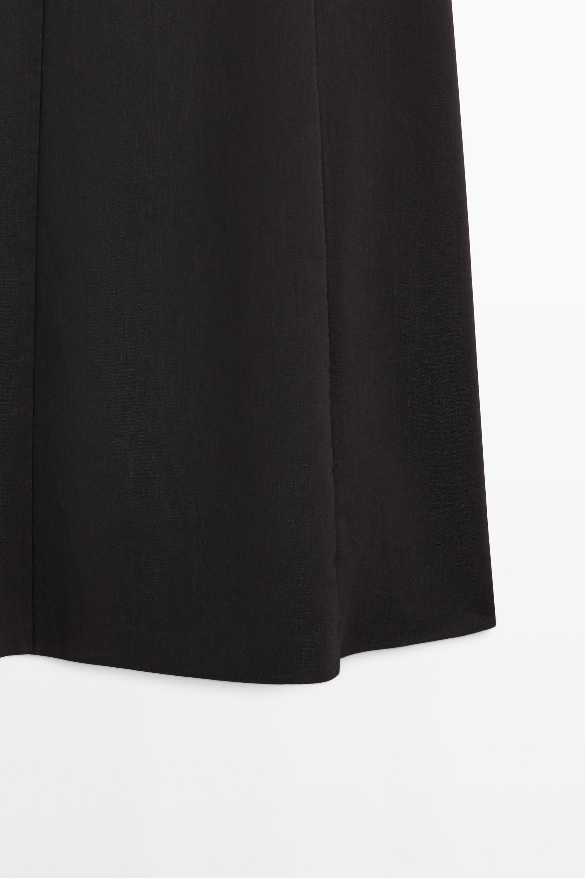 Strappy linen midi dress — BLACK