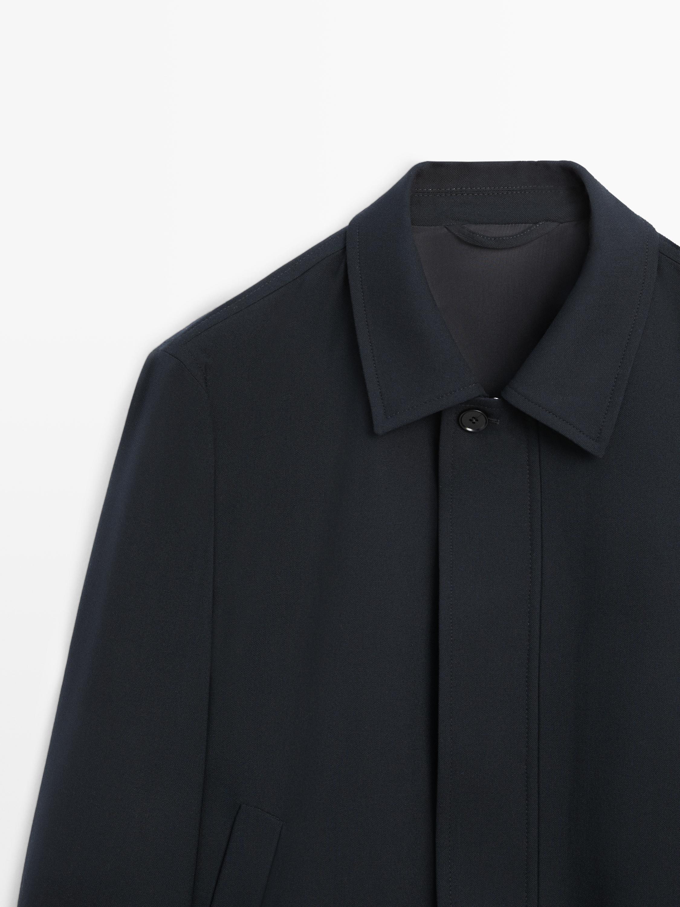 Cold wool total look jacket — NAVY BLUE