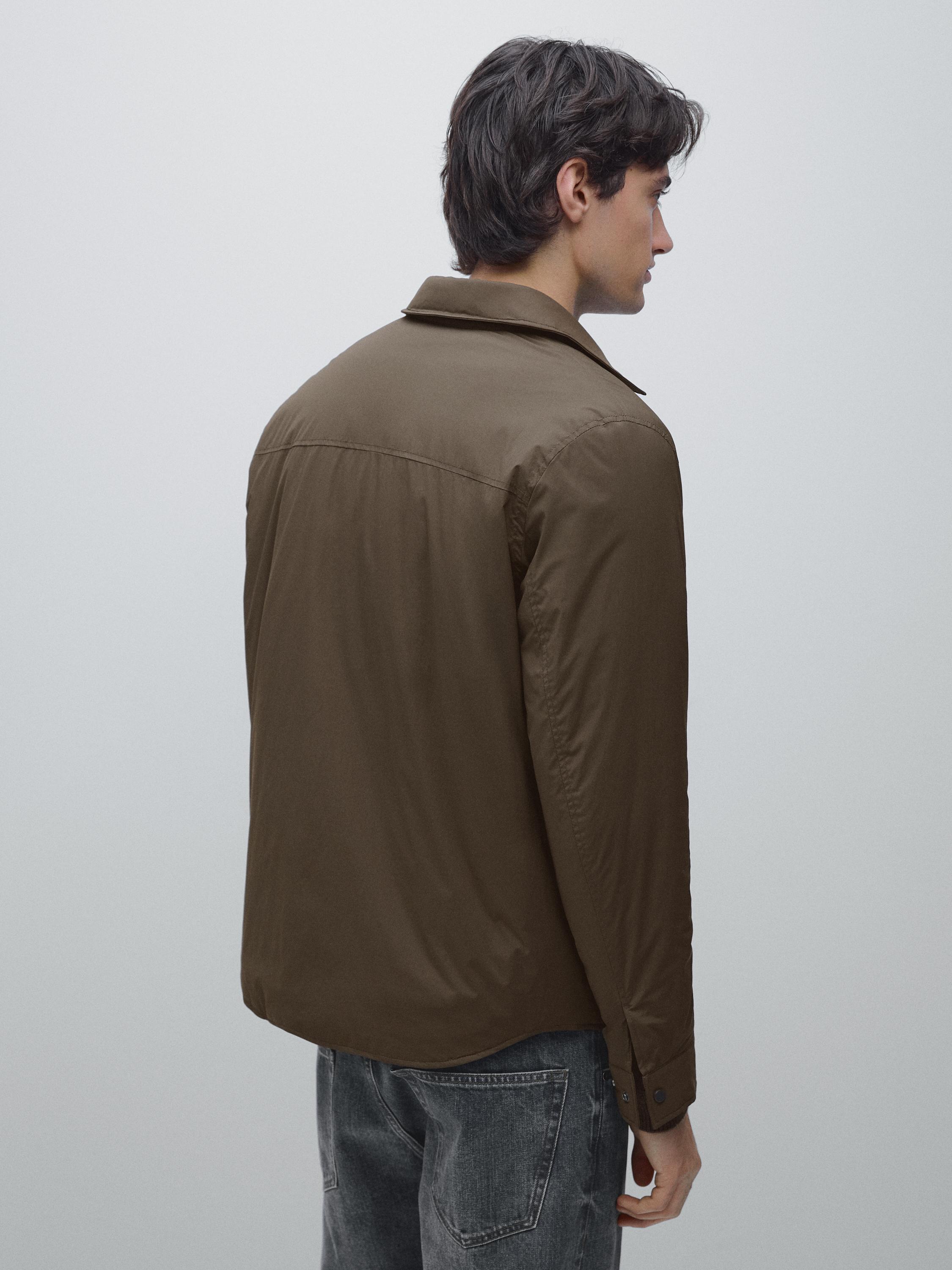 Lightweight water-repellent padded overshirt — KHAKI