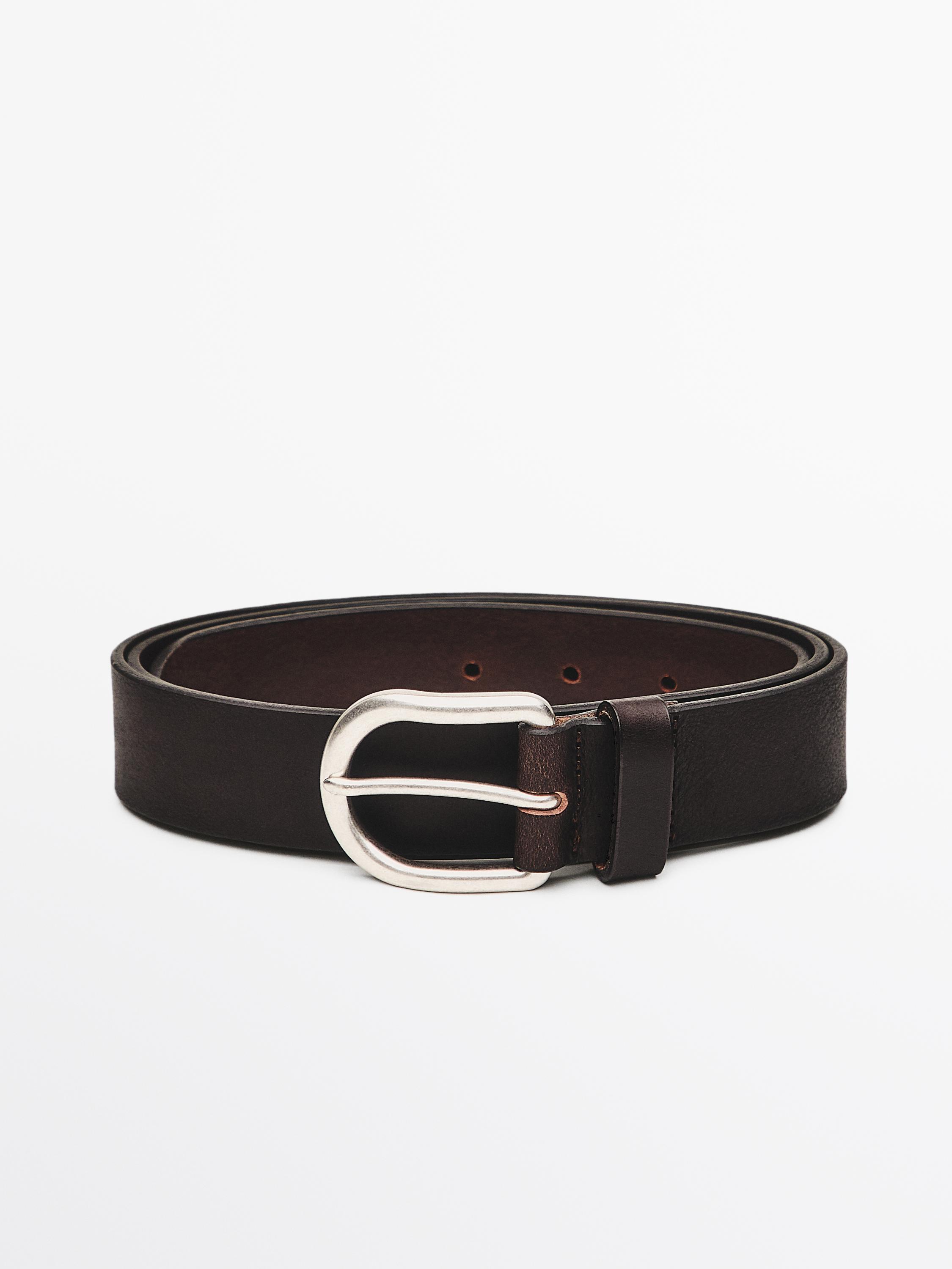 Ceinture en cuir nappa · Marron · Ceintures Massimo Dutti