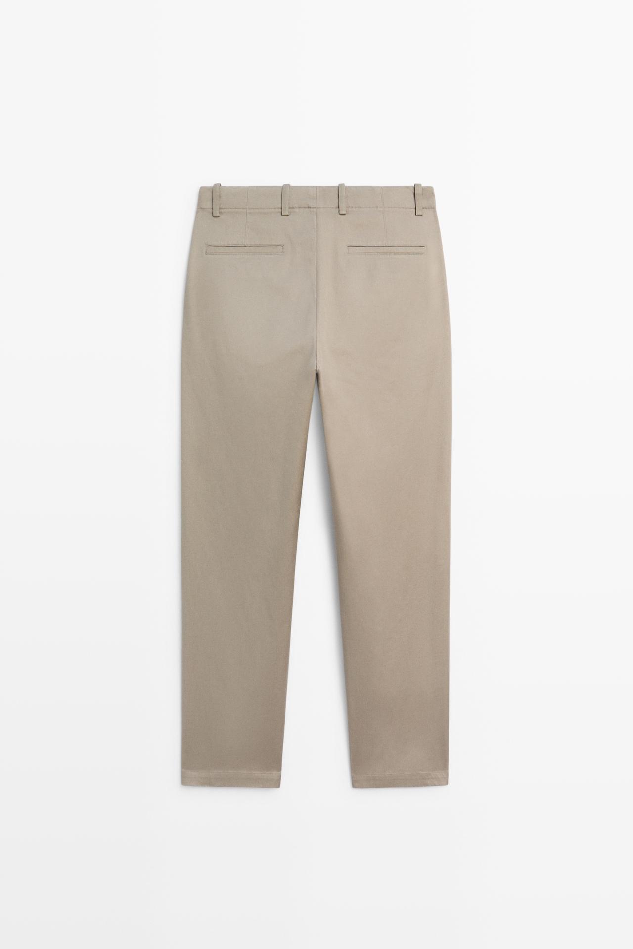 Cotton blend straight-leg pants — MINK