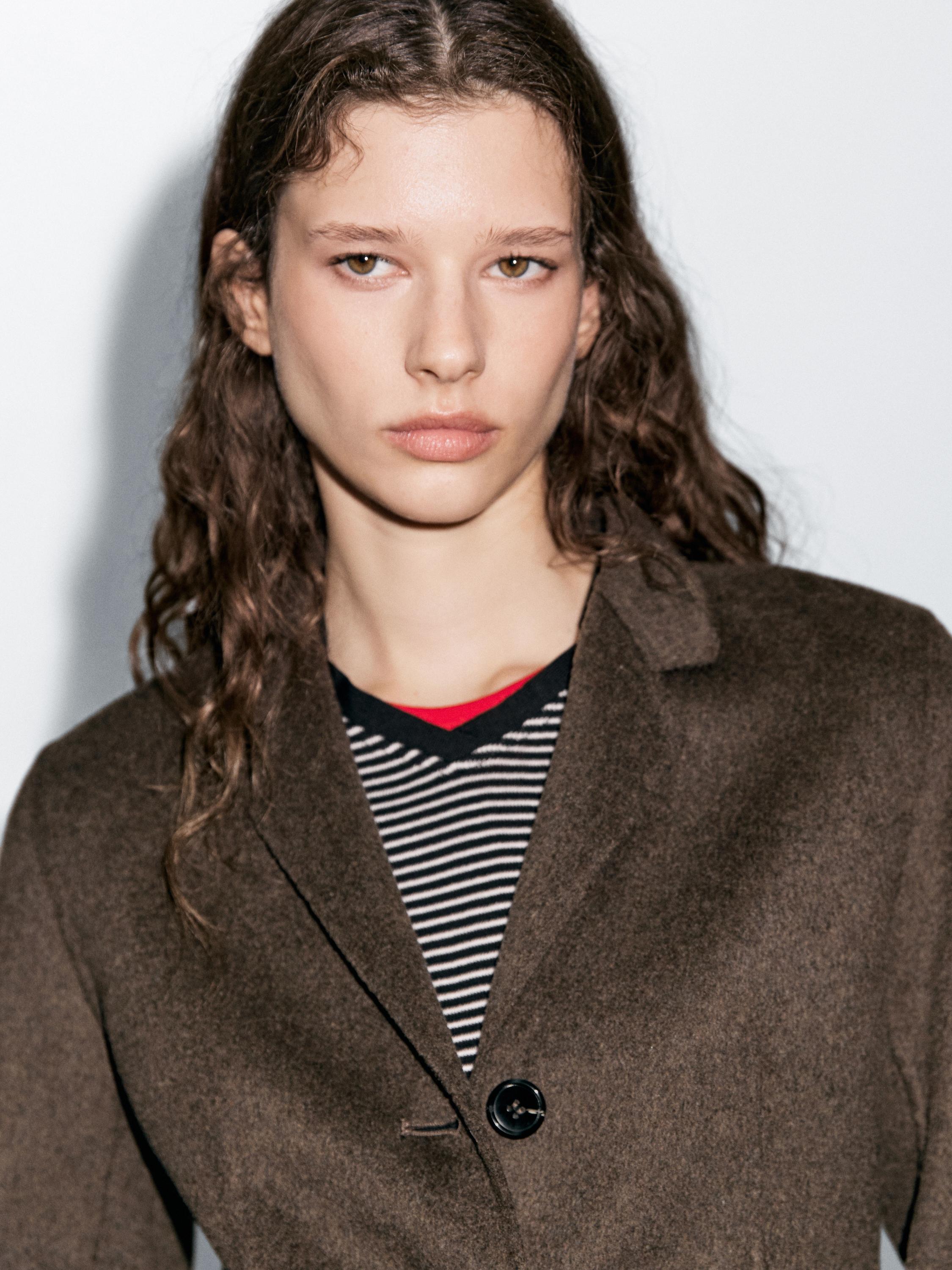 Blazer à col sartorial en laine mélangée