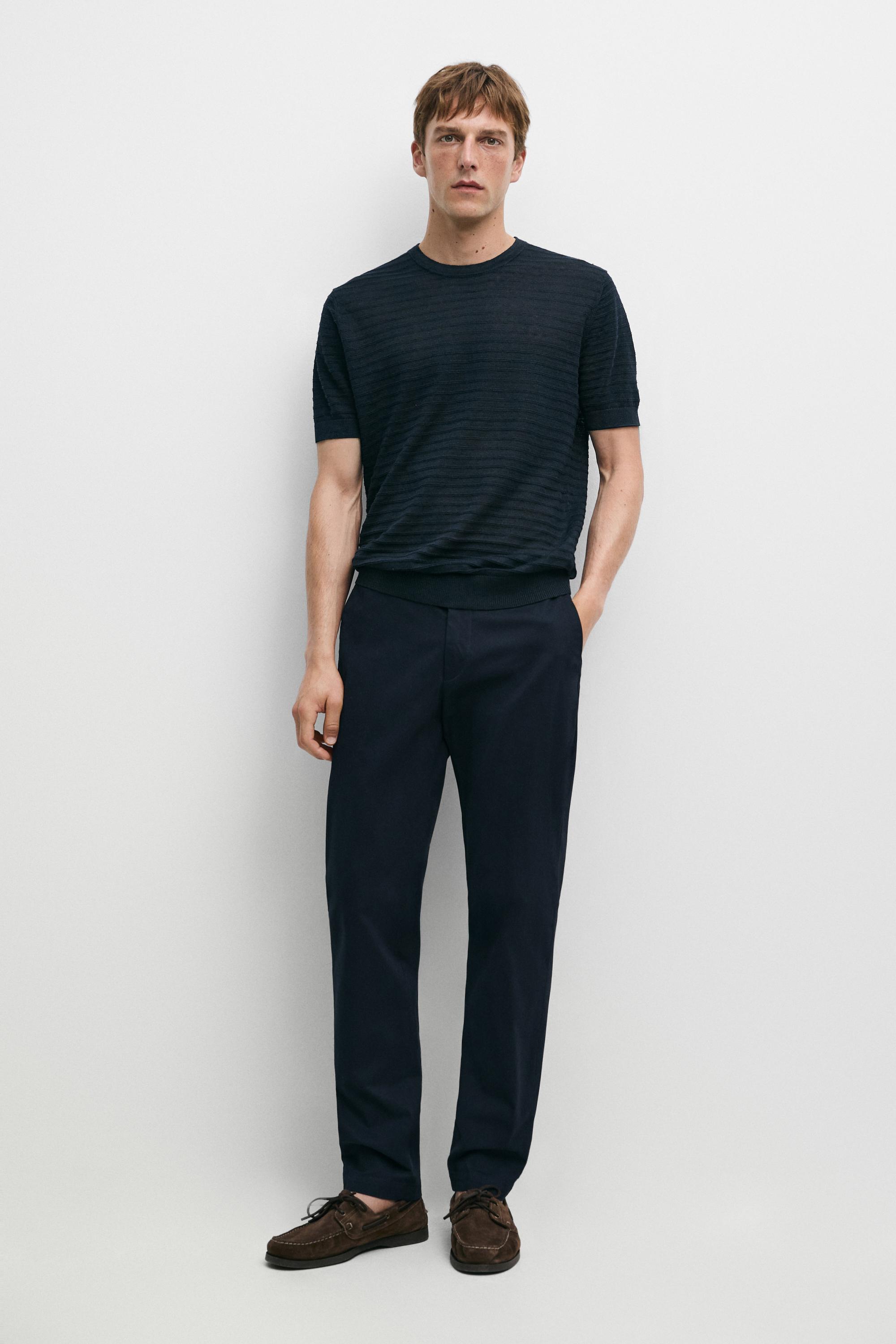 Slim fit cotton trousers — NAVY BLUE