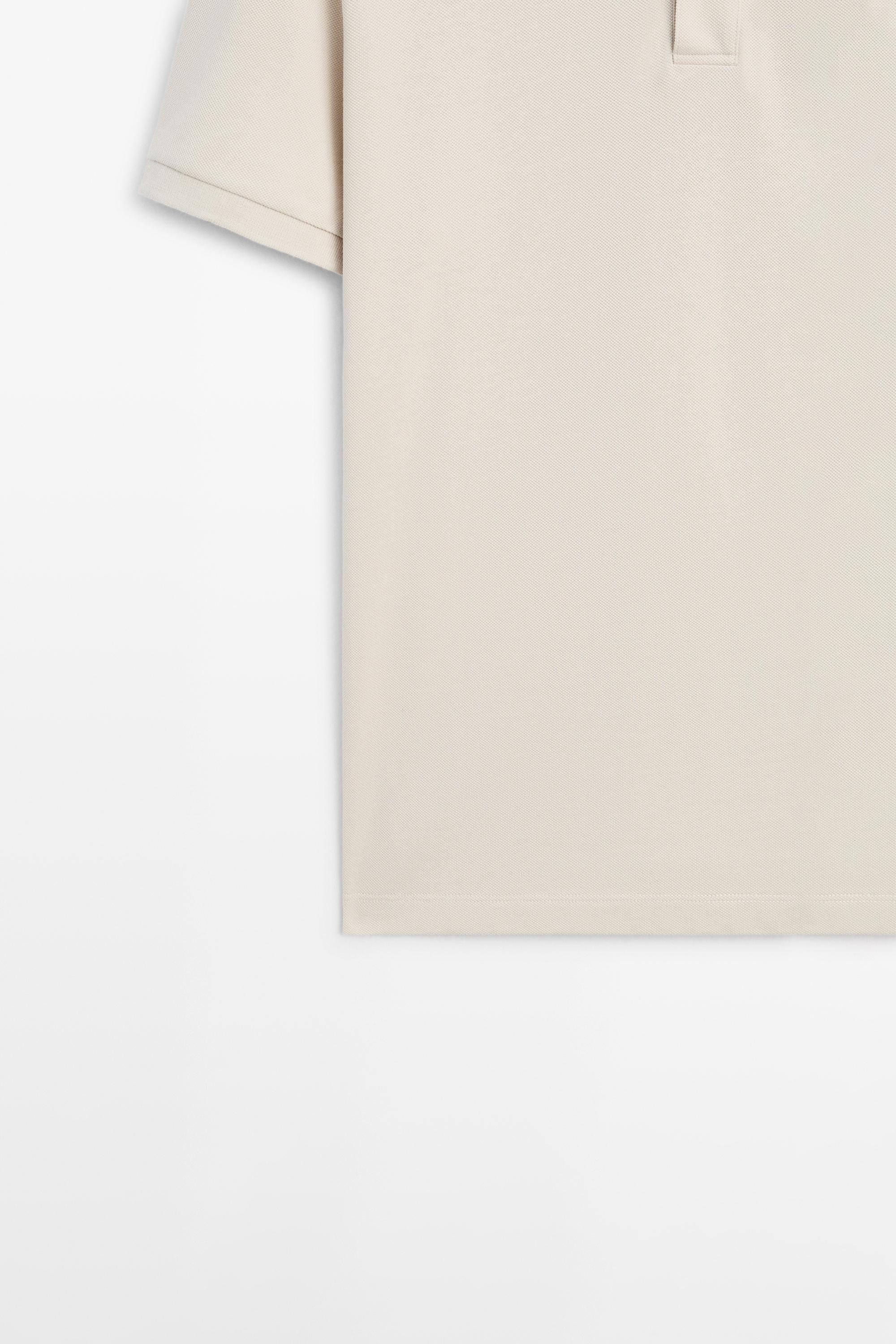 Micro-textured cotton piqué polo shirt — STONE