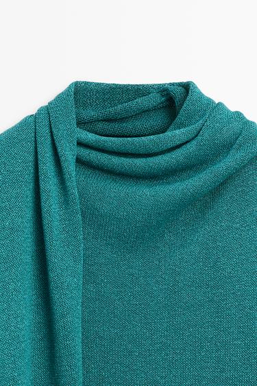 High neck top with scarf detail — TURQUOISE 4