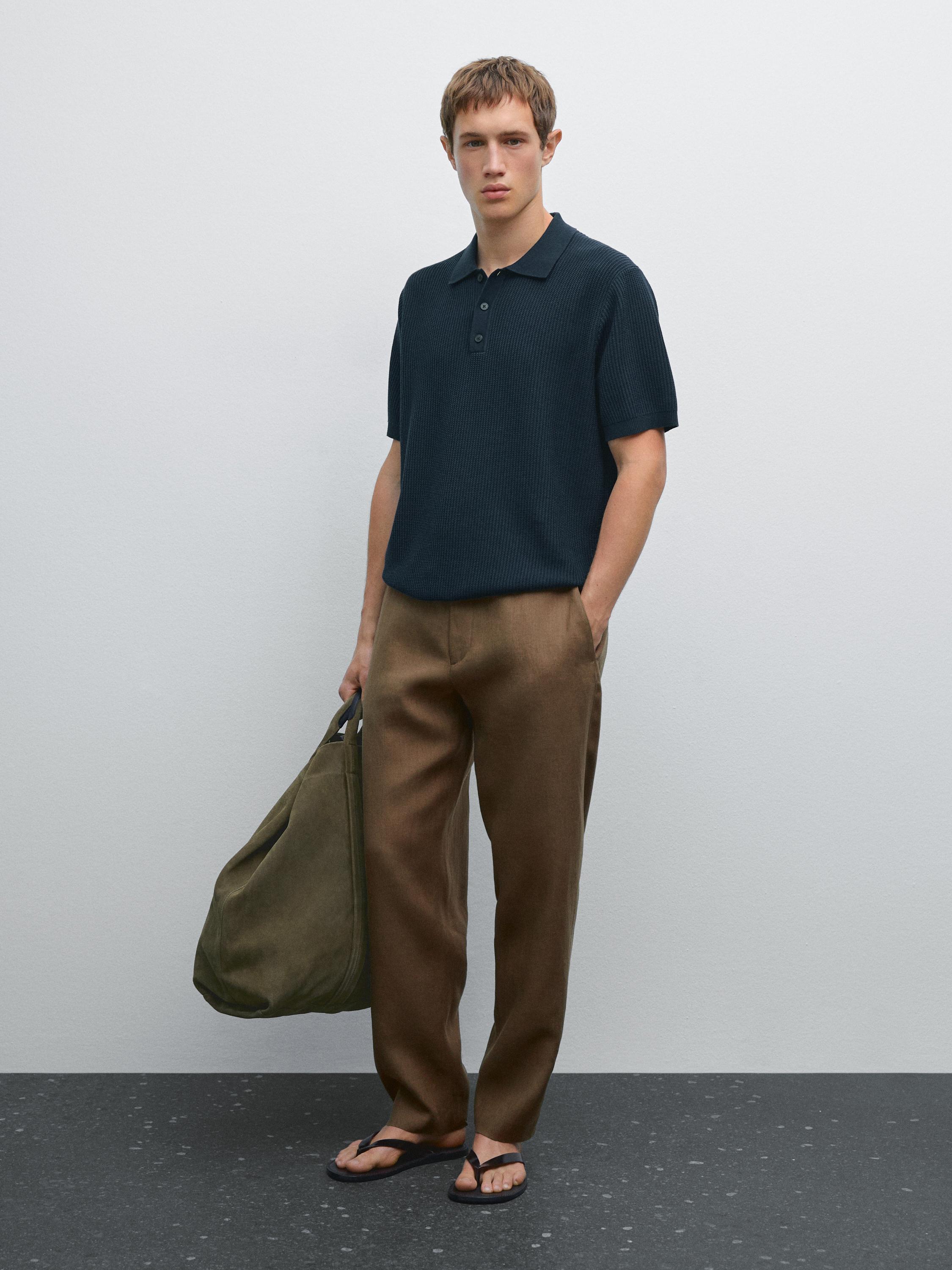 100% cotton textured knit polo shirt