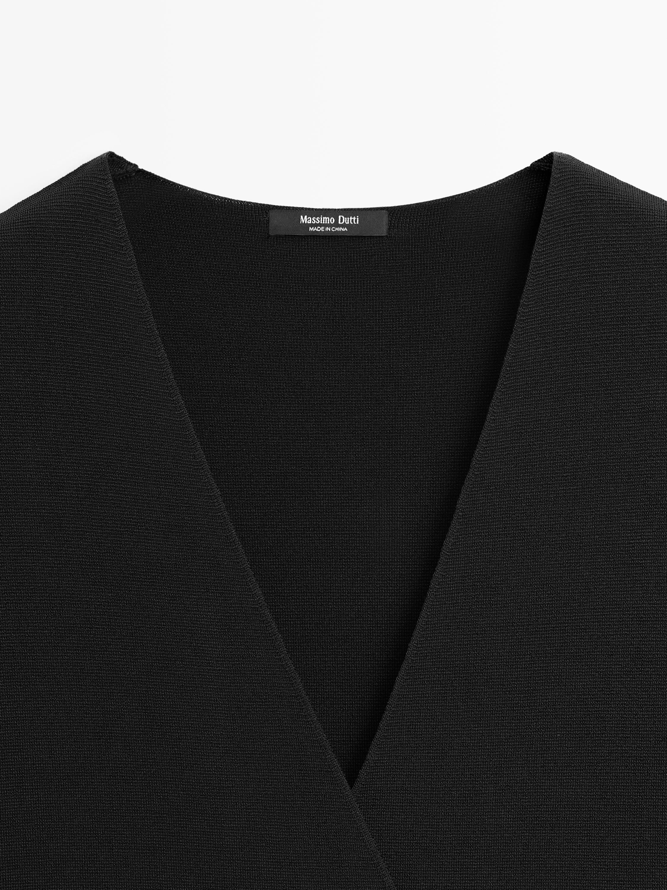 Long double-breasted vest — BLACK