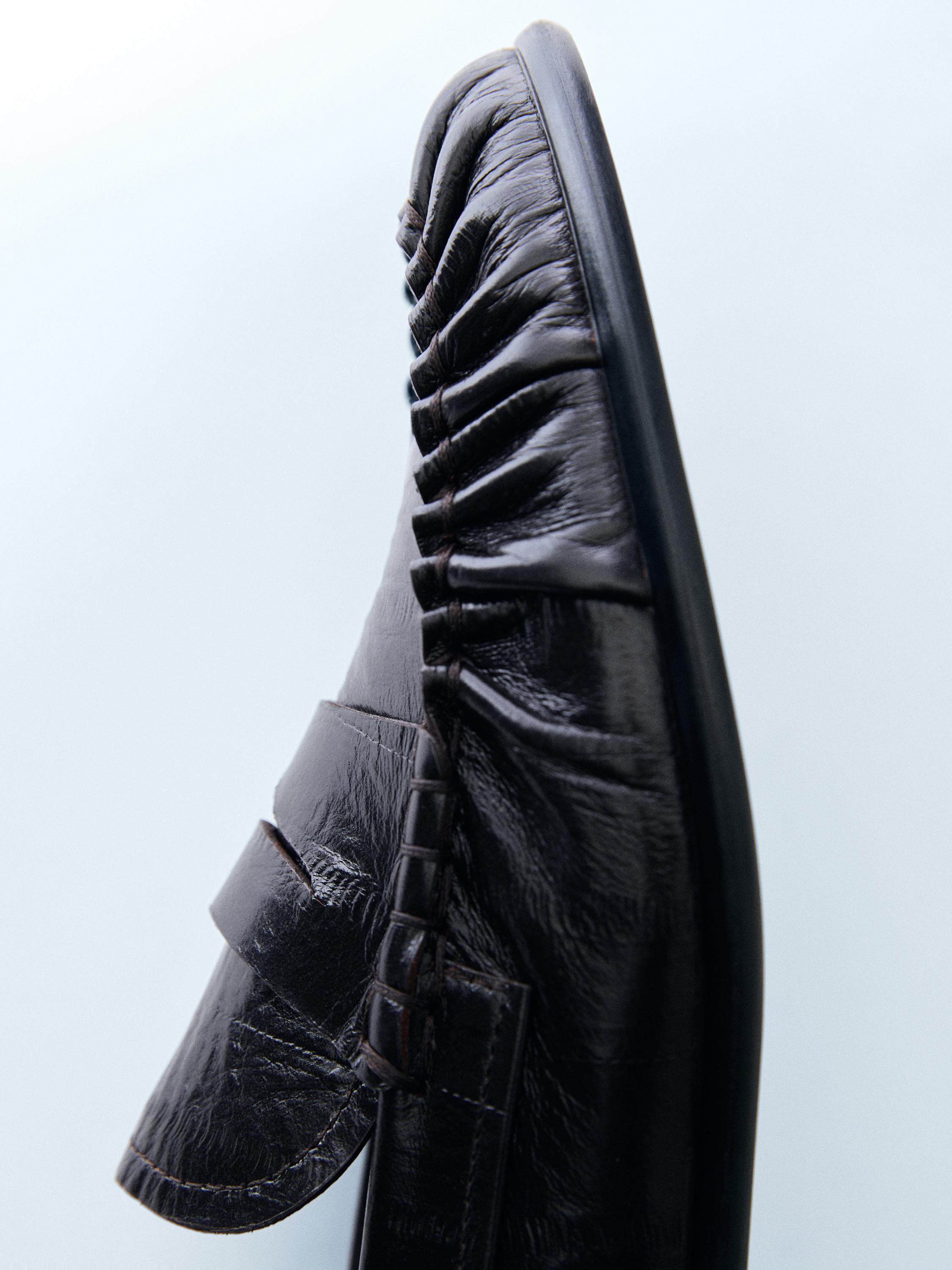 Embossed leather loafers — BROWN
