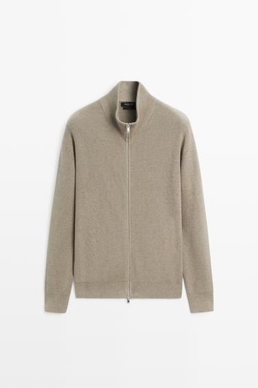 100% cotton ribbed knit cardigan — MARINE GREEN 2
